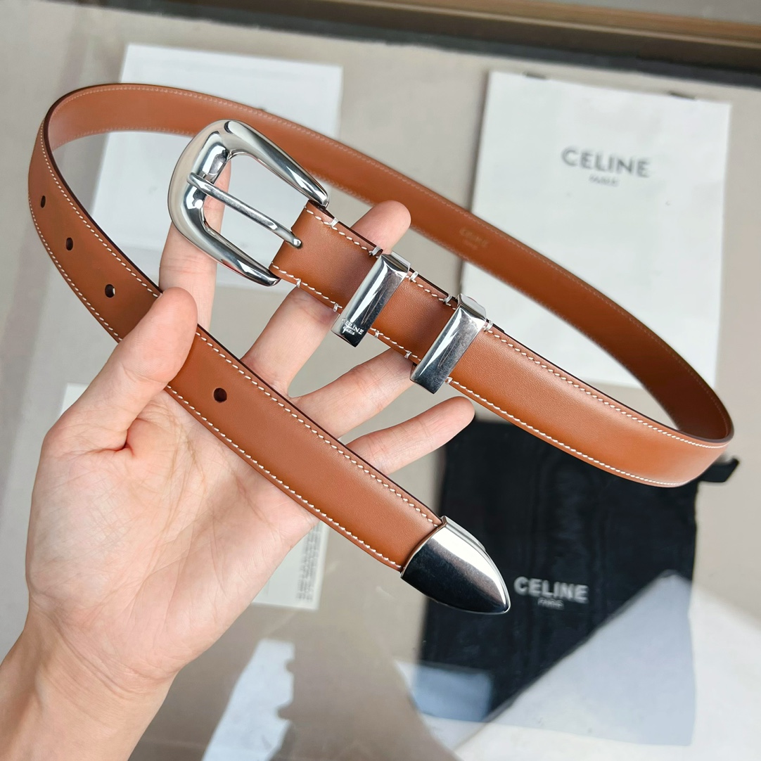 Celine Female Basic Belt Cow Leather Brown S-l
