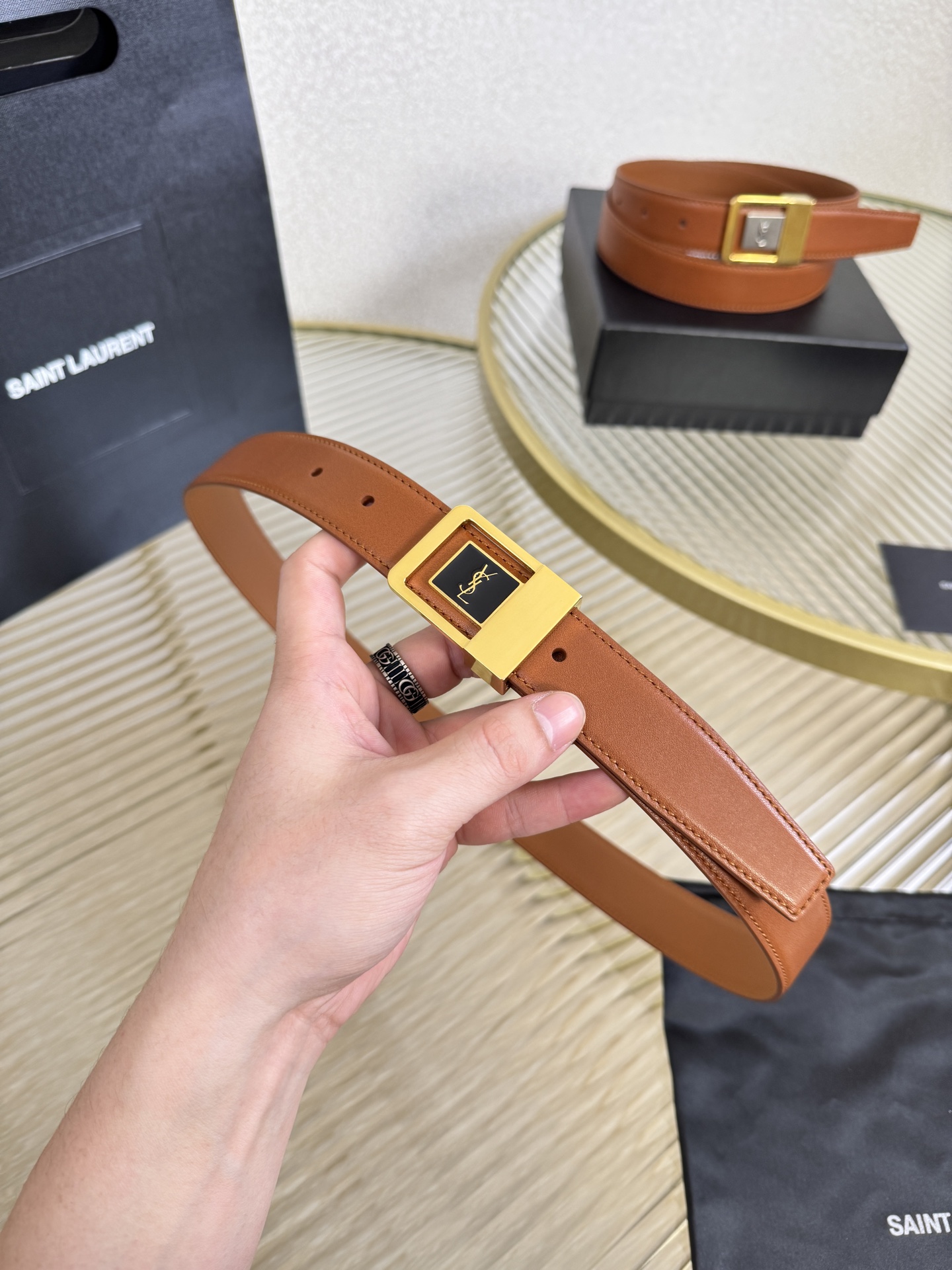 Saint Laurent Female Leather Belt S-m-l