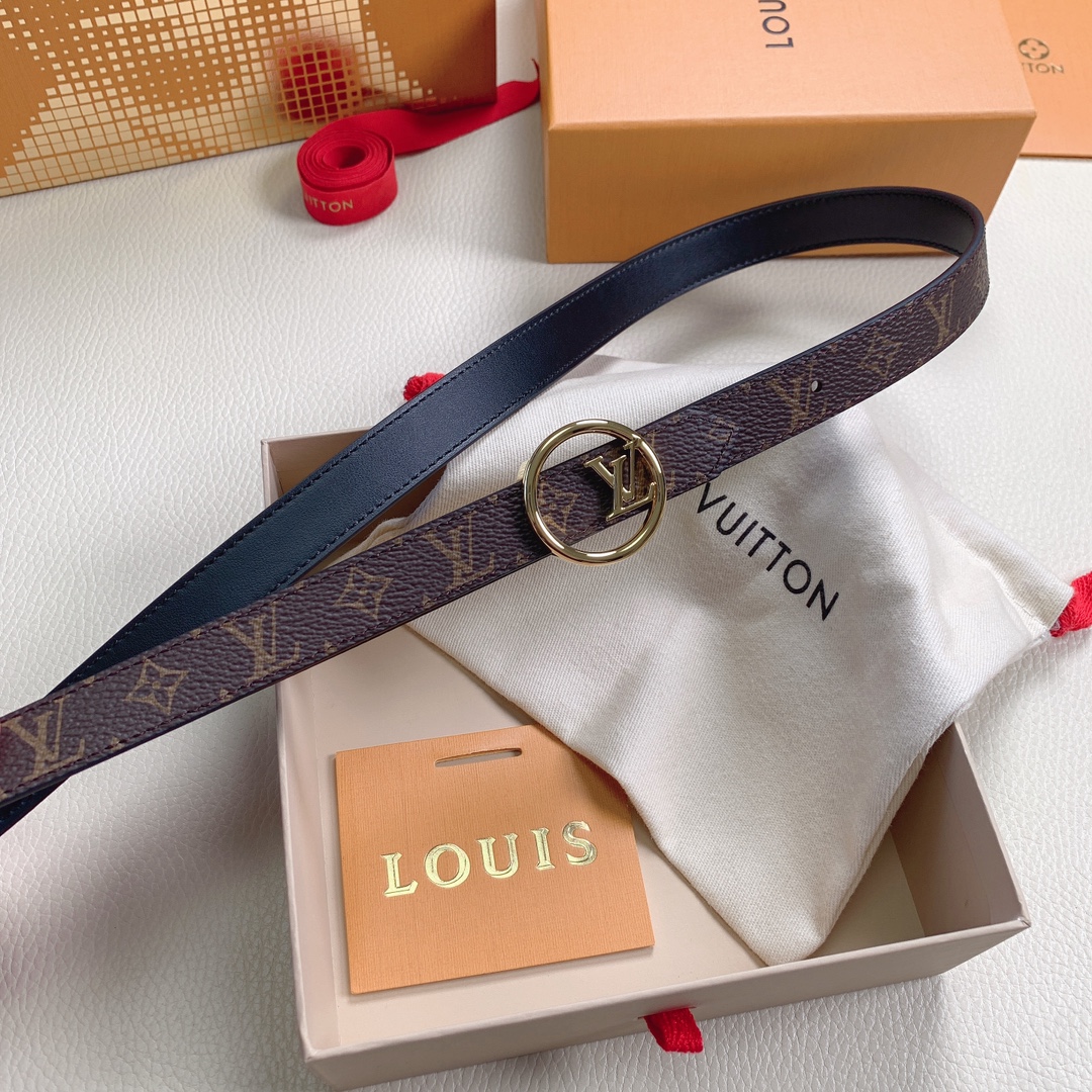 Louis Vuitton Female Leather Belt Top Grain Leather M-l