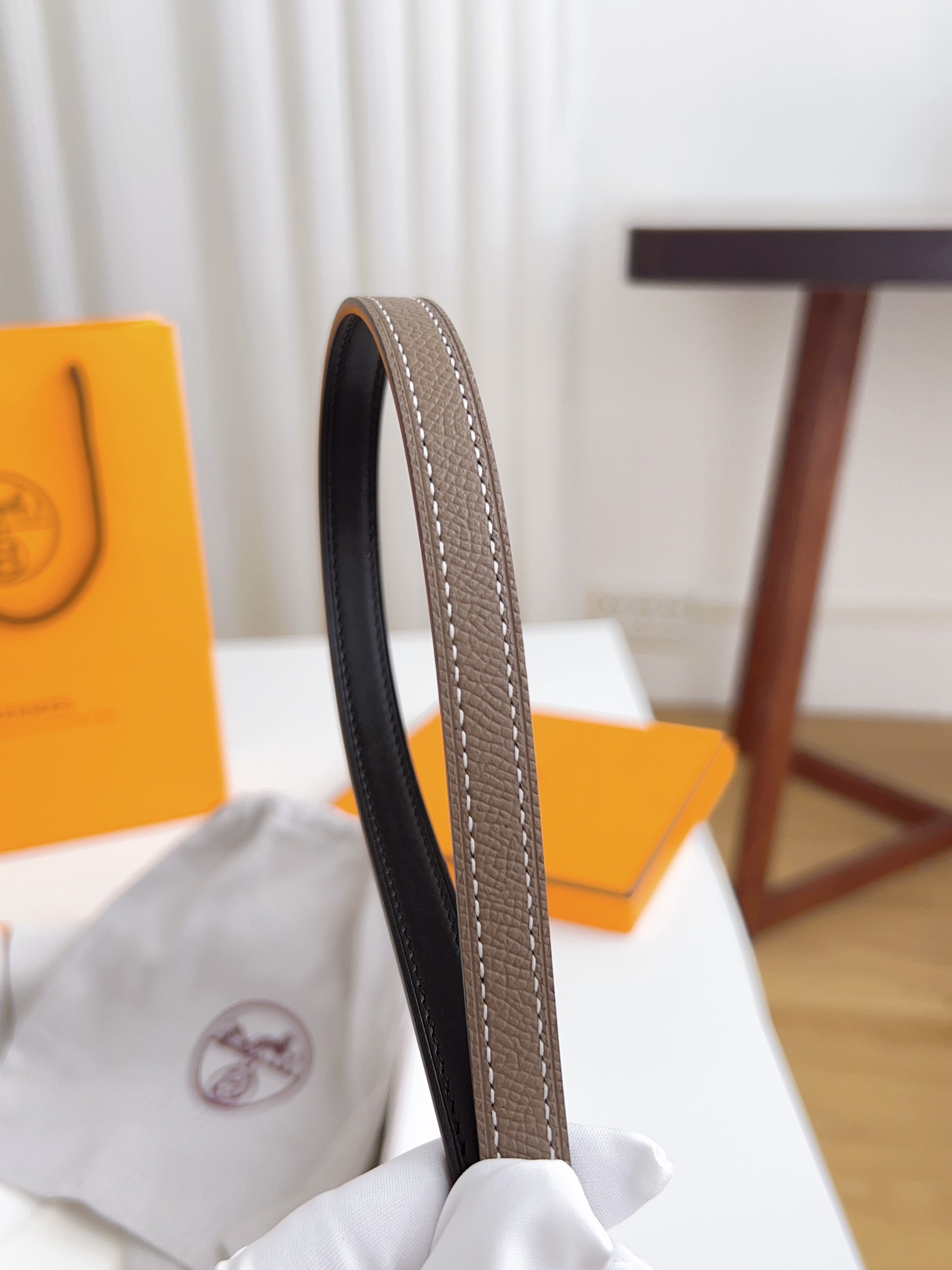 Hermès Female Basic Belt Cow Leather Silver 110cm-m