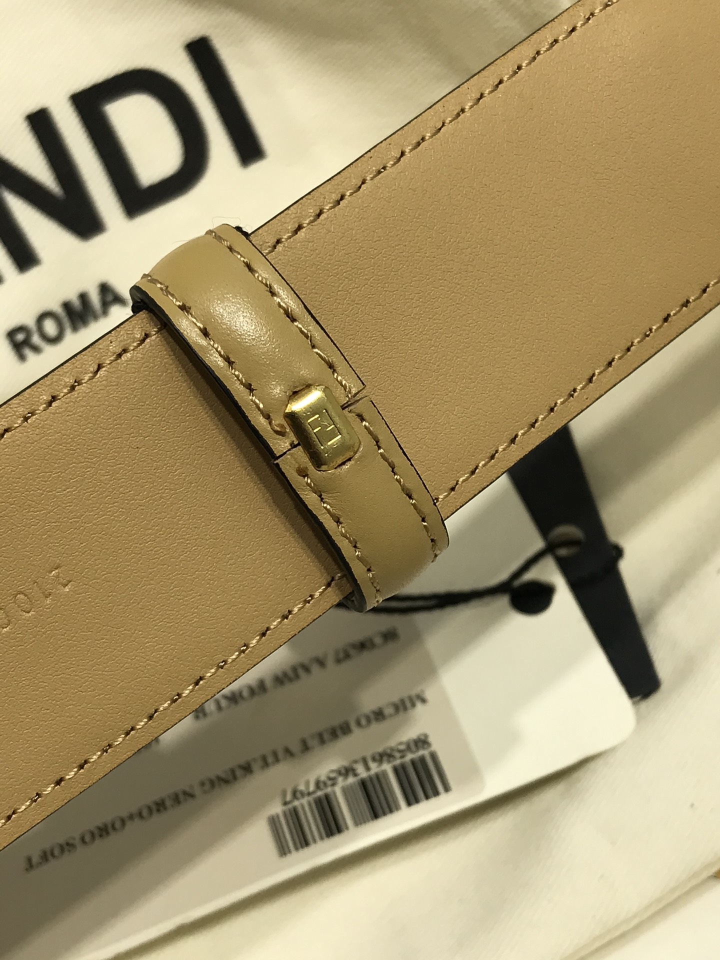 Fendi Female Leather Belt Cow Leather Black Wide Width 35mm
