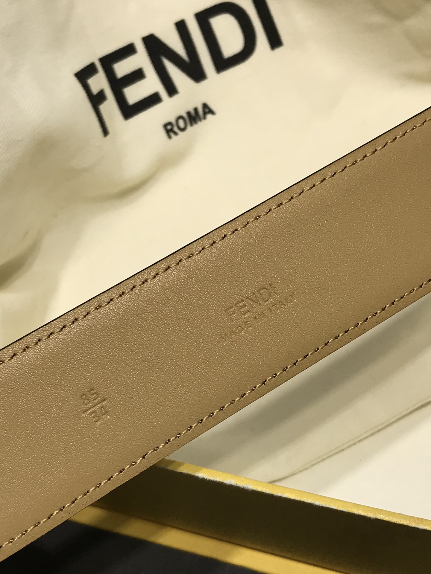 Fendi Female Leather Belt Cow Leather Black Wide Width 35mm