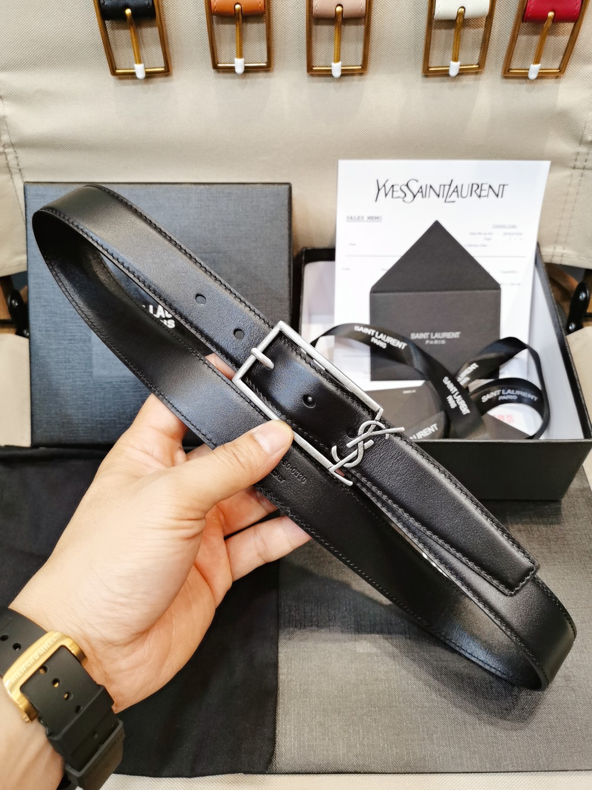 Saint Laurent Female Basic Belt Silver Adjustable S-m-l