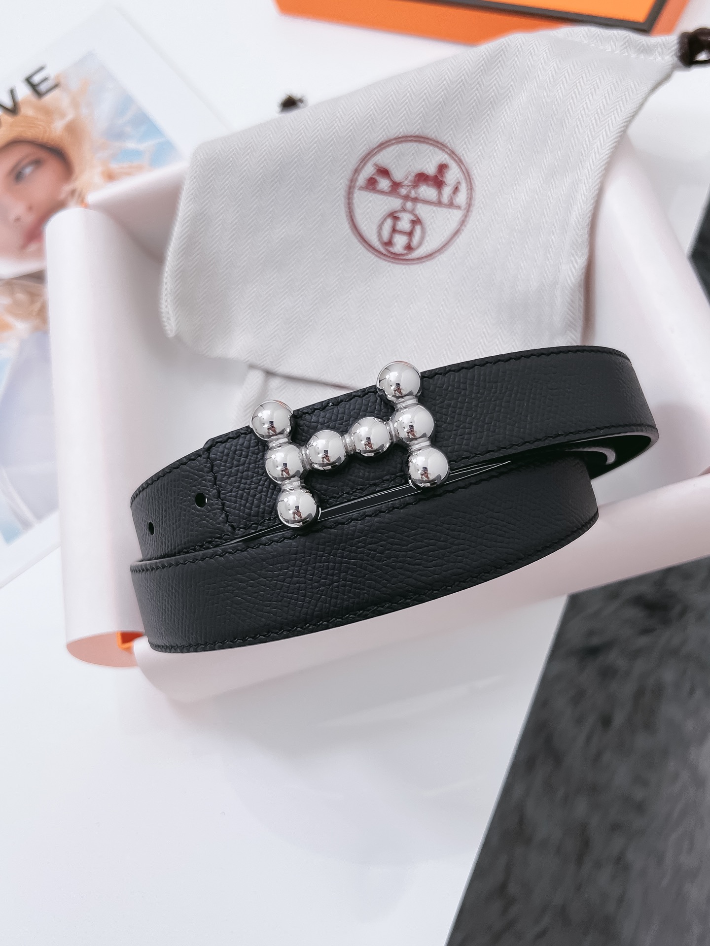 Hermès Female Basic Belt Cow Leather Black 110cm-m