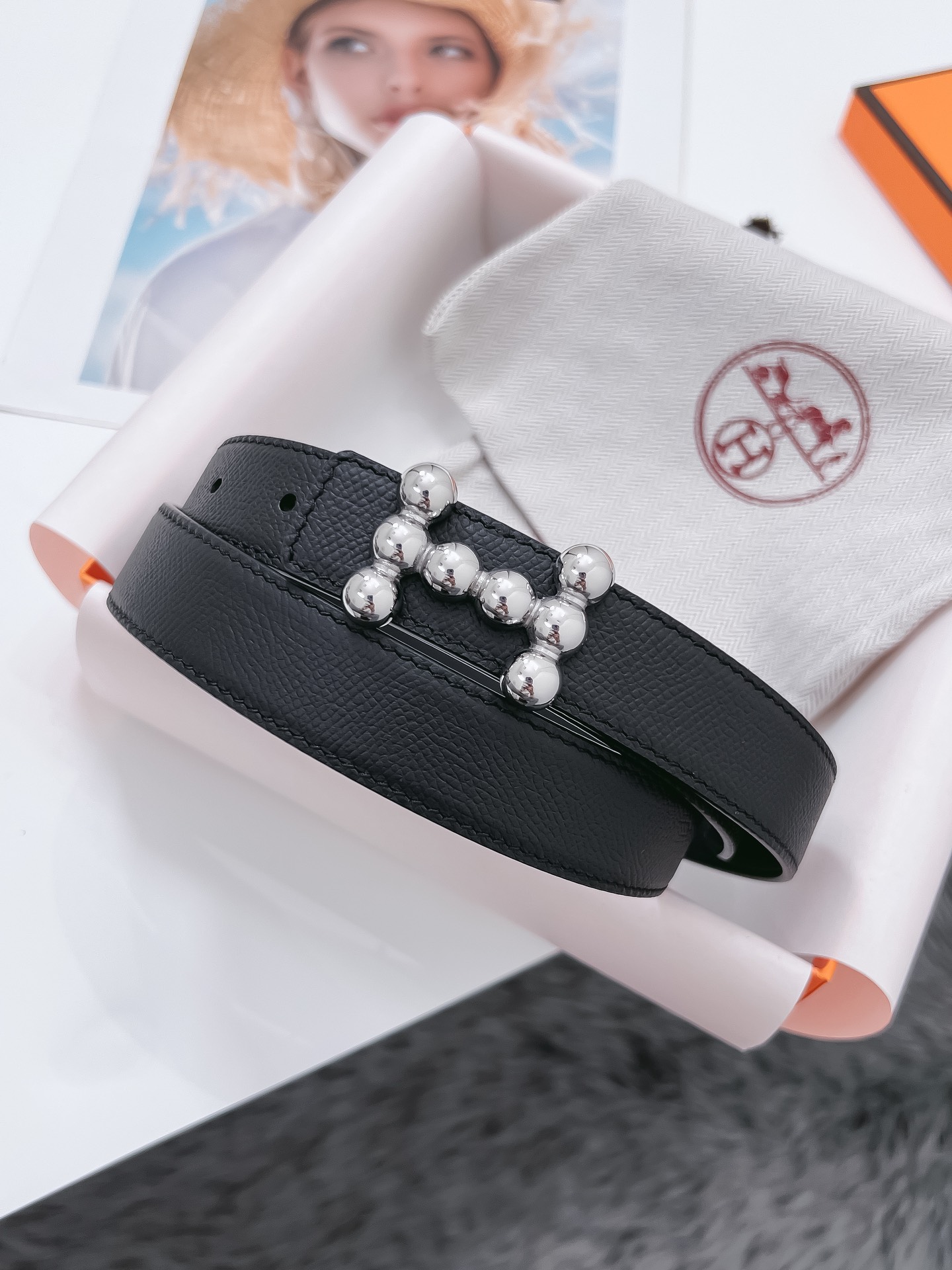 Hermès Female Basic Belt Cow Leather Black 110cm-m