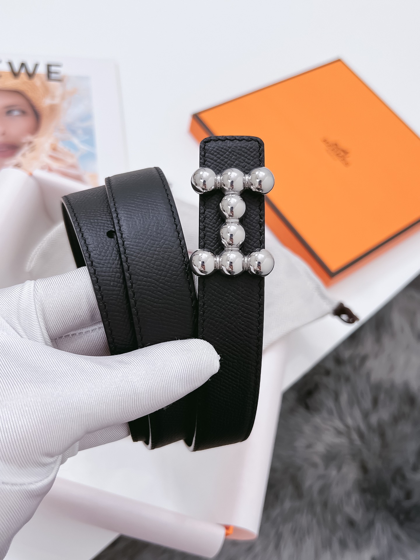 Hermès Female Basic Belt Cow Leather Black 110cm-m