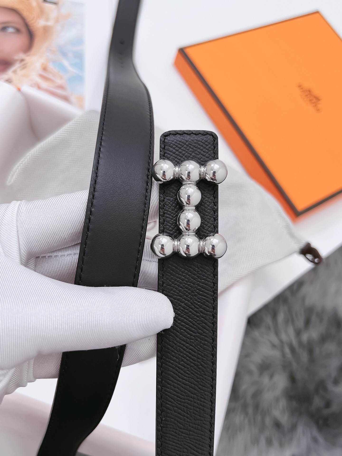 Hermès Female Basic Belt Cow Leather Black 110cm-m