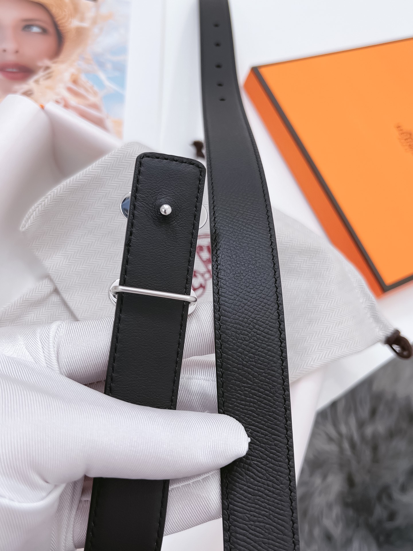 Hermès Female Basic Belt Cow Leather Black 110cm-m