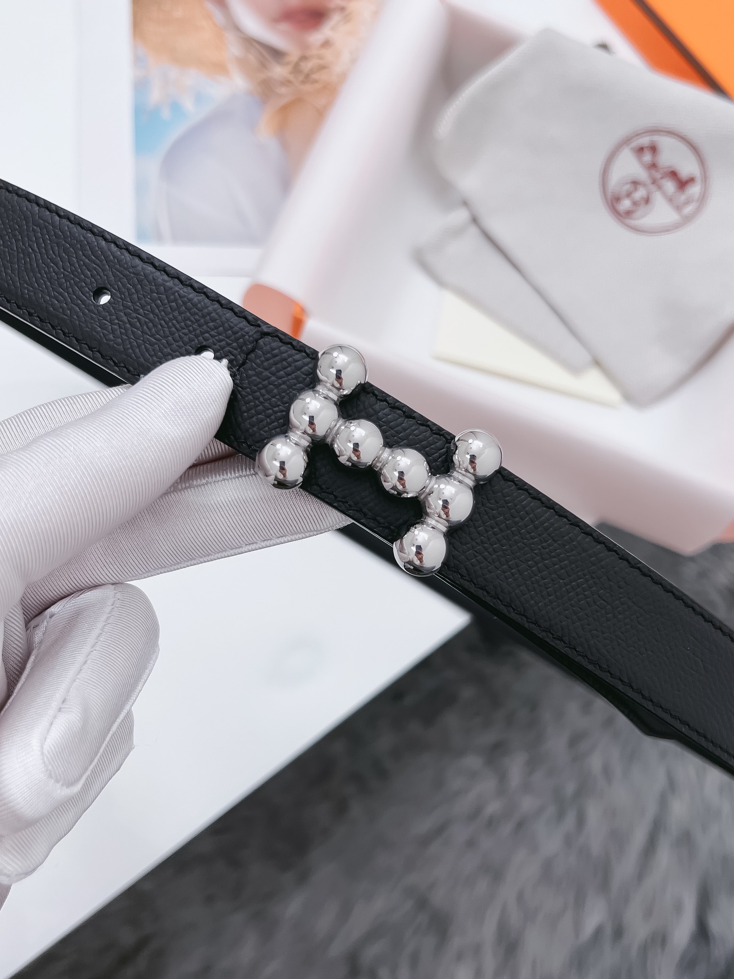 Hermès Female Basic Belt Cow Leather Black 110cm-m