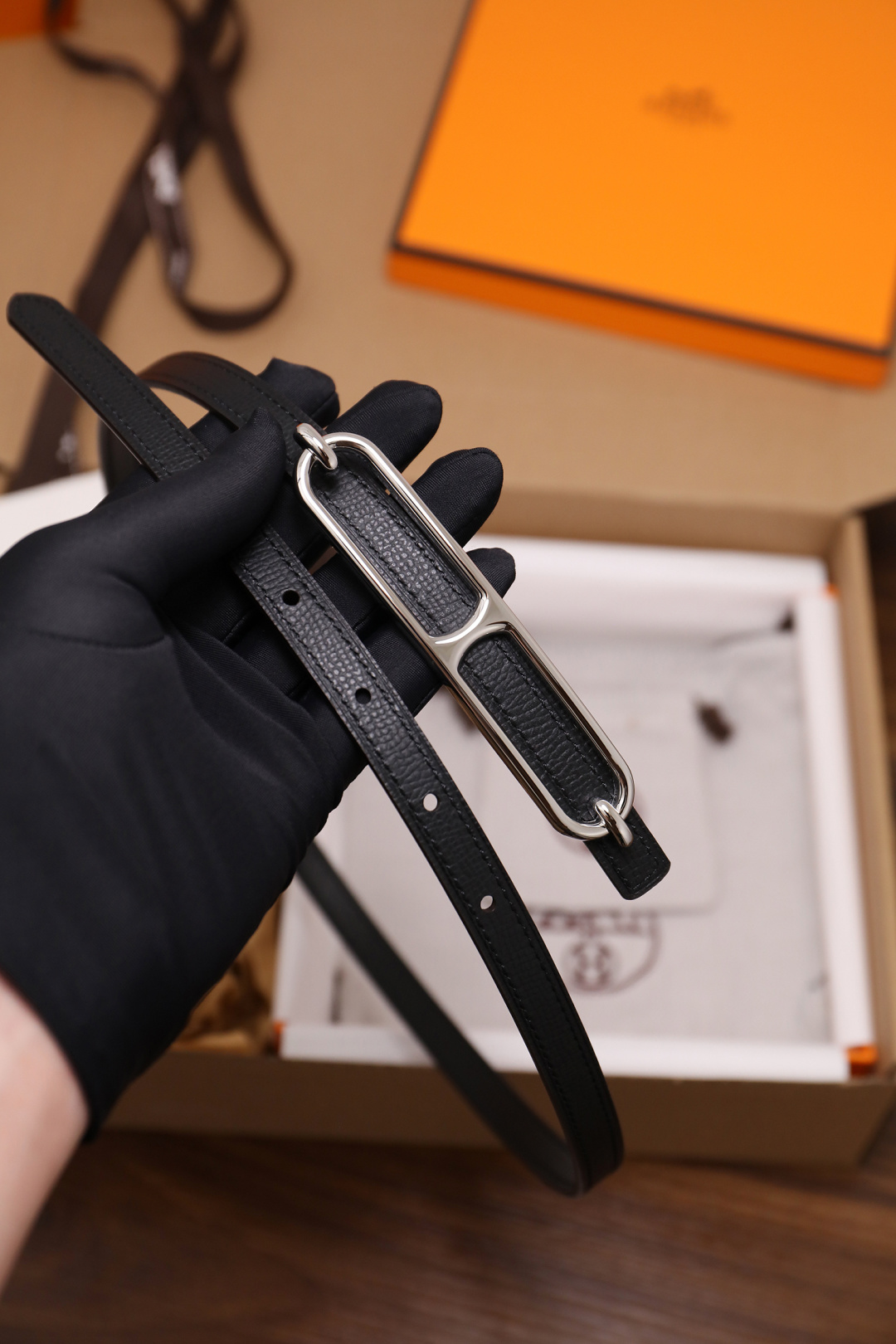 Hermès Female Basic Belt Cow Leather Silver 110cm-m