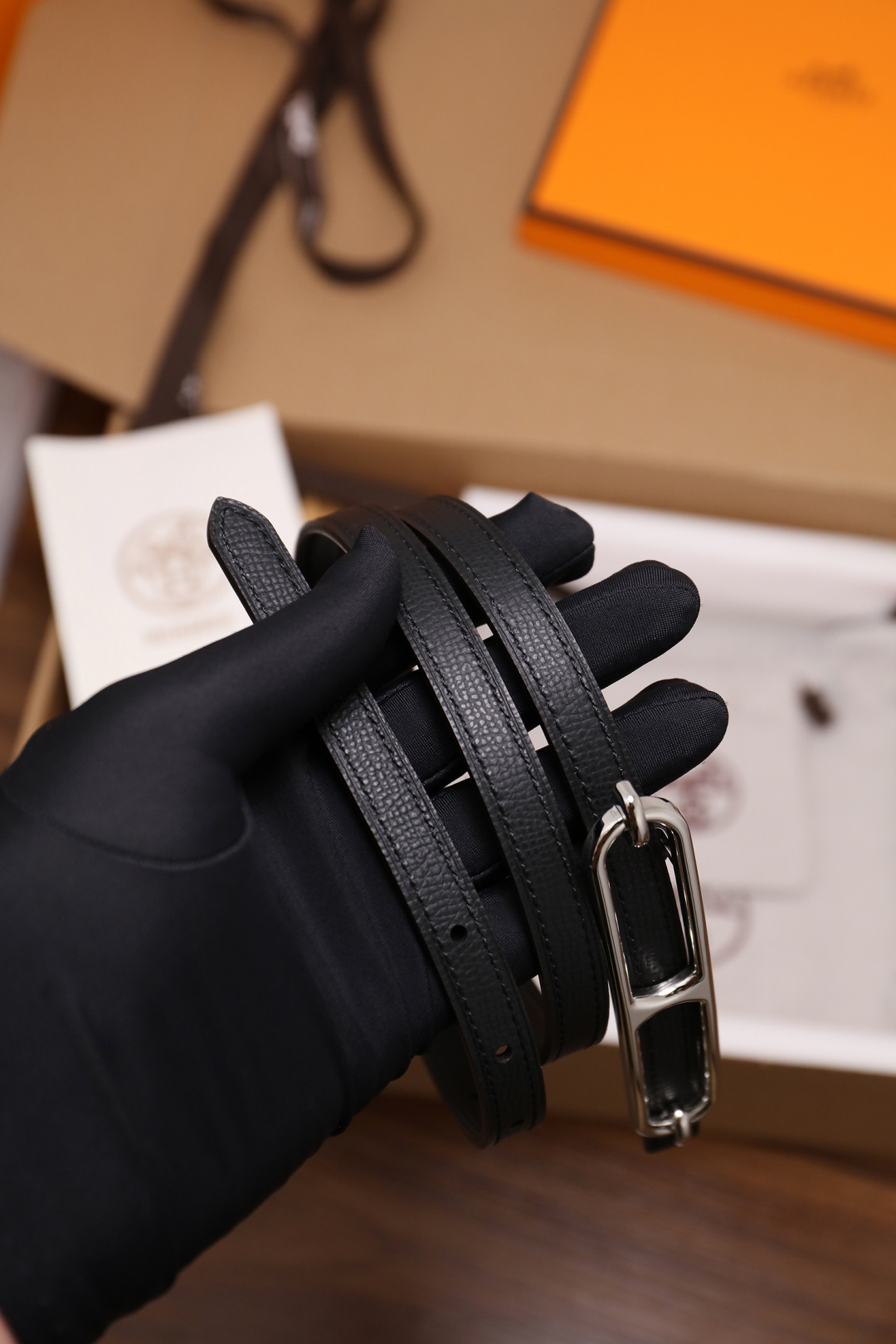 Hermès Female Basic Belt Cow Leather Silver 110cm-m