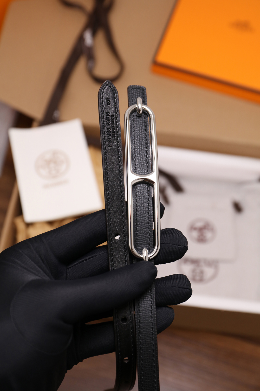 Hermès Female Basic Belt Cow Leather Silver 110cm-m