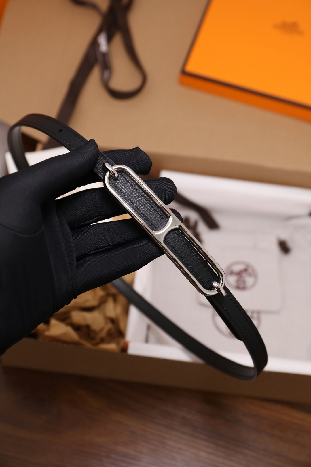 Hermès Female Basic Belt Cow Leather Silver 110cm-m