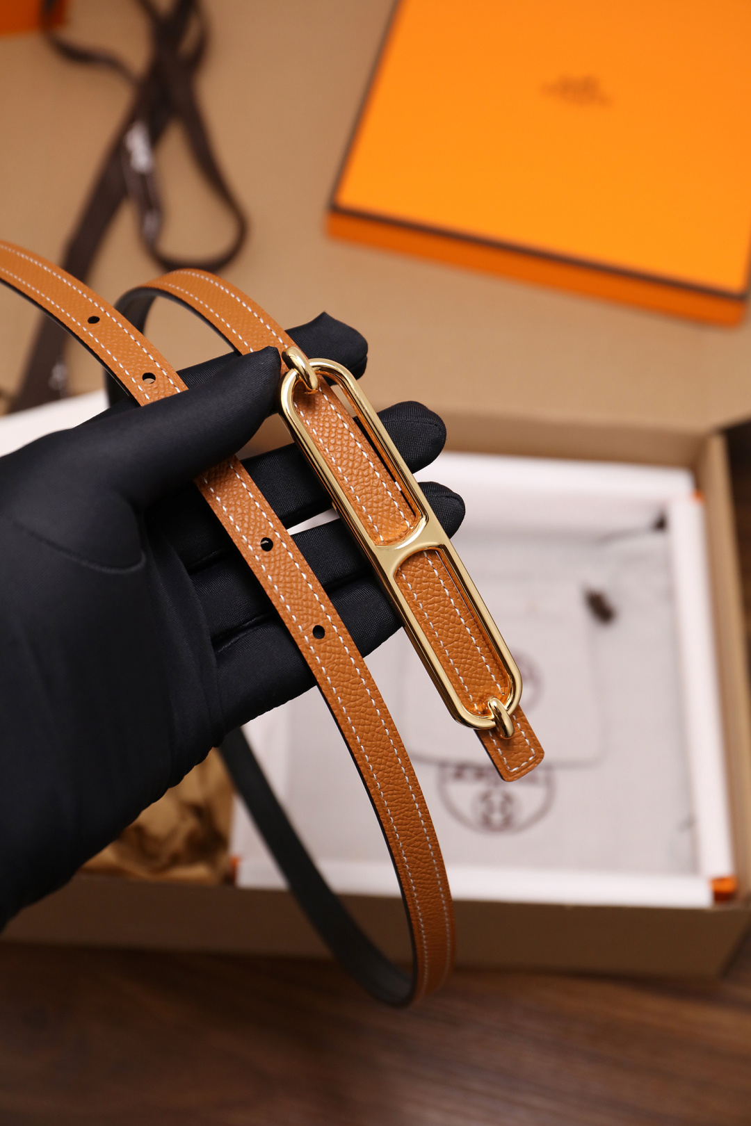 Hermès Female Basic Belt Cow Leather Silver 110cm-m