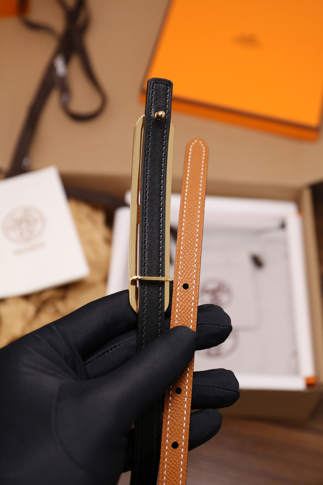 Hermès Female Basic Belt Cow Leather Silver 110cm-m