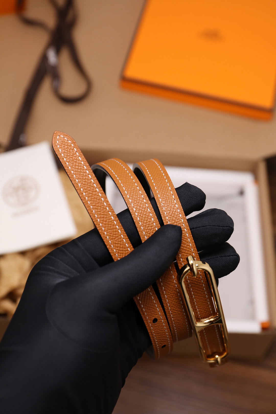 Hermès Female Basic Belt Cow Leather Silver 110cm-m