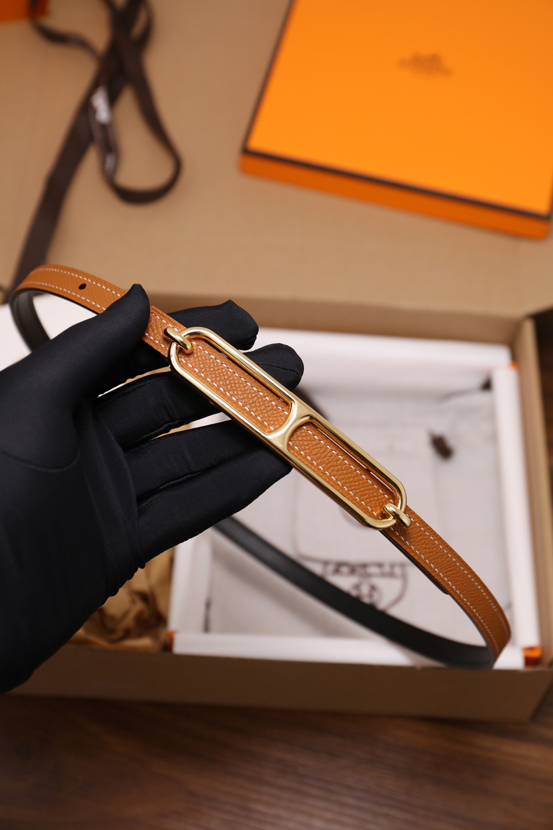 Hermès Female Basic Belt Cow Leather Silver 110cm-m