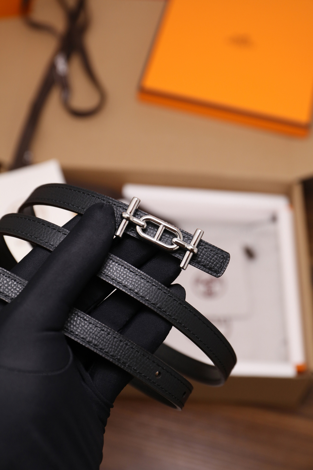 Hermès Female Basic Belt Cow Leather Silver 110cm-m