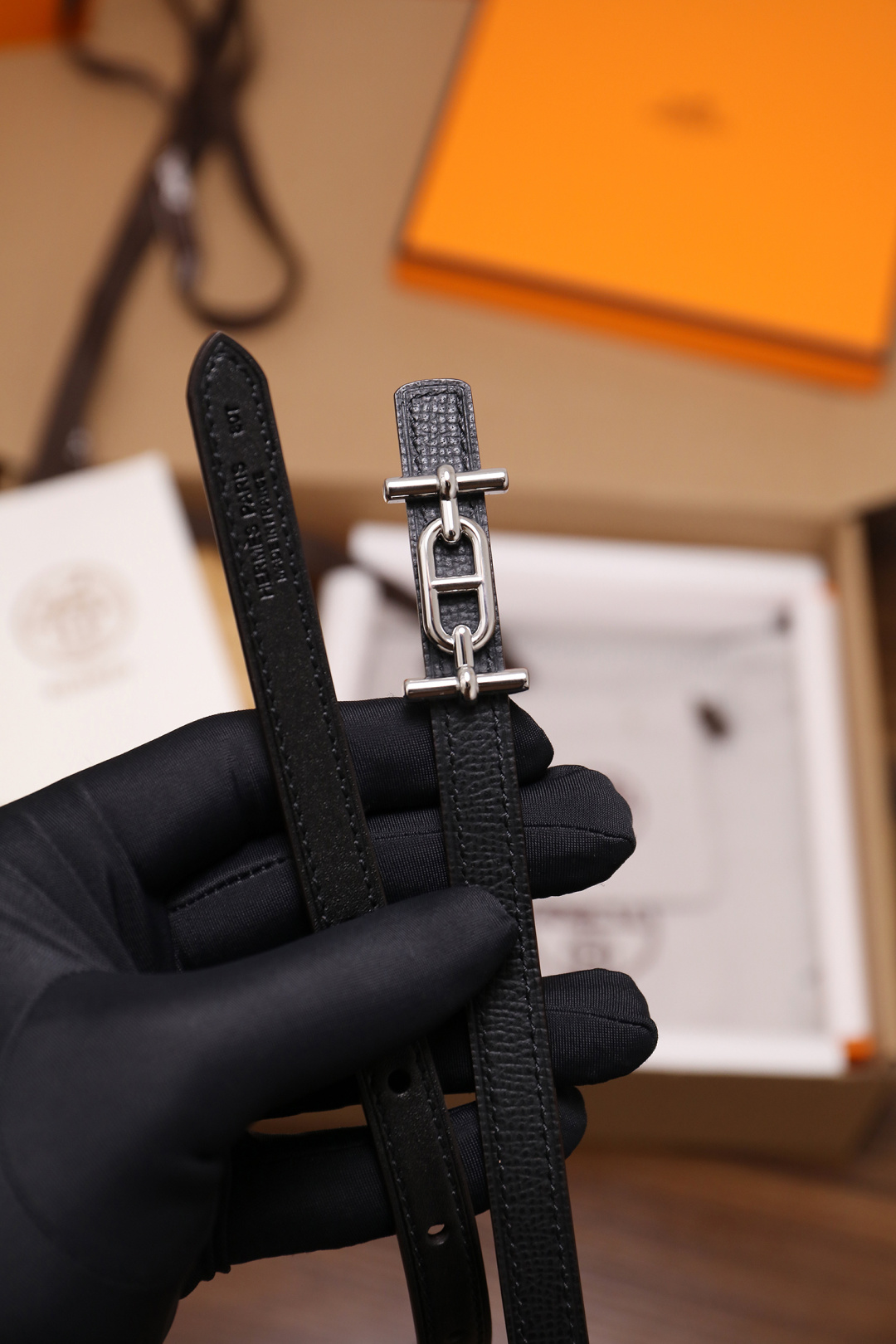 Hermès Female Basic Belt Cow Leather Silver 110cm-m