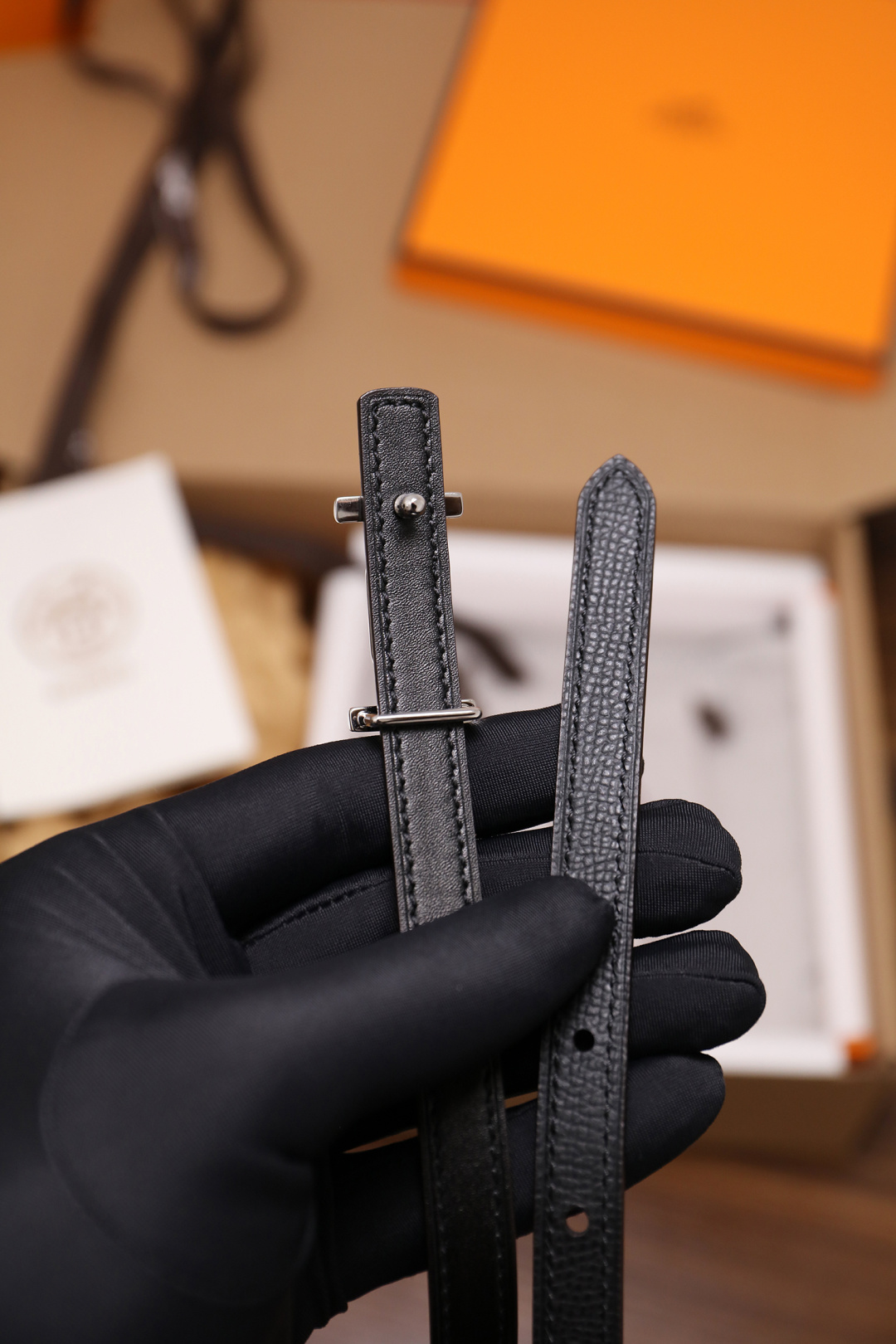 Hermès Female Basic Belt Cow Leather Silver 110cm-m