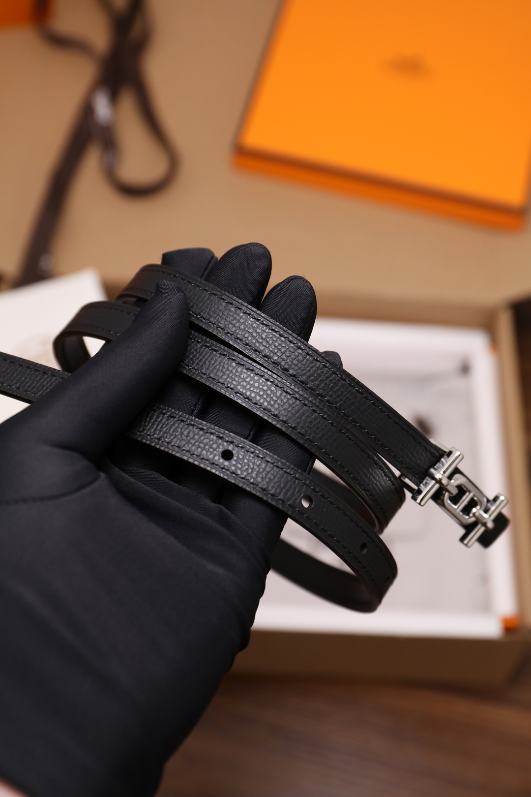 Hermès Female Basic Belt Cow Leather Silver 110cm-m