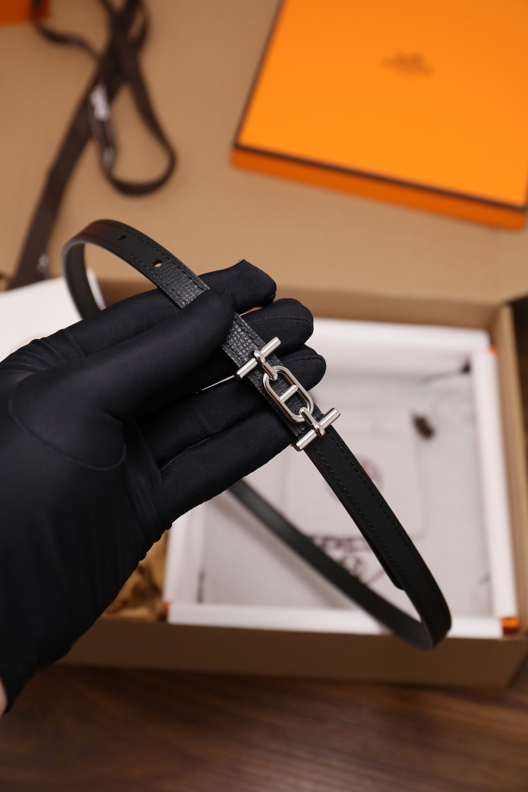 Hermès Female Basic Belt Cow Leather Silver 110cm-m