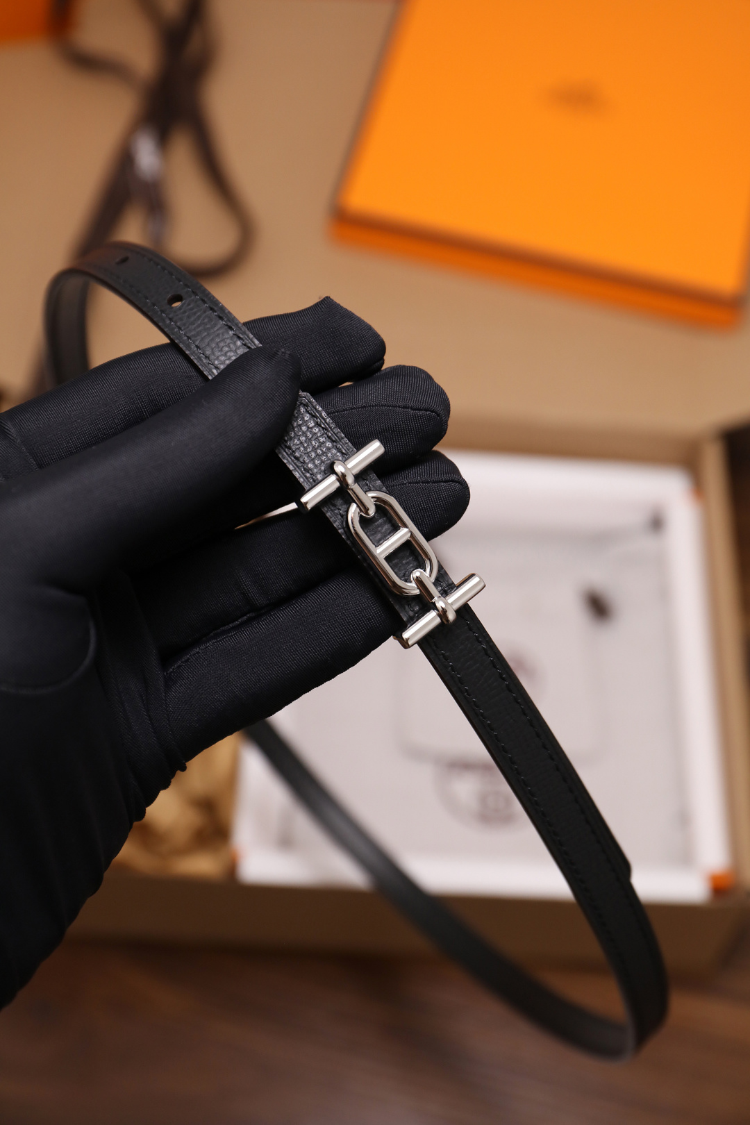 Hermès Female Basic Belt Cow Leather Silver 110cm-m