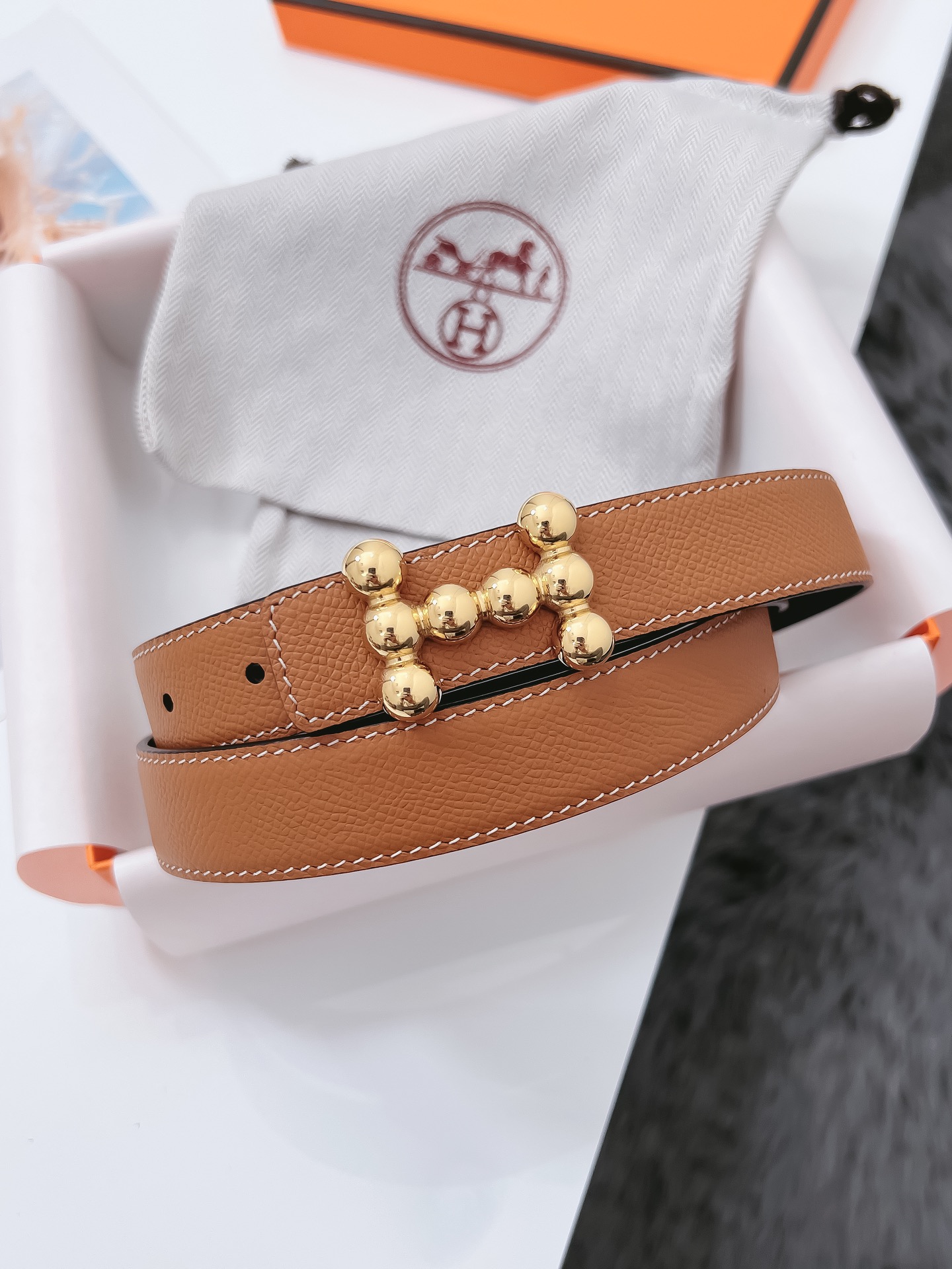 Hermès Female Basic Belt Cow Leather Black 110cm-m