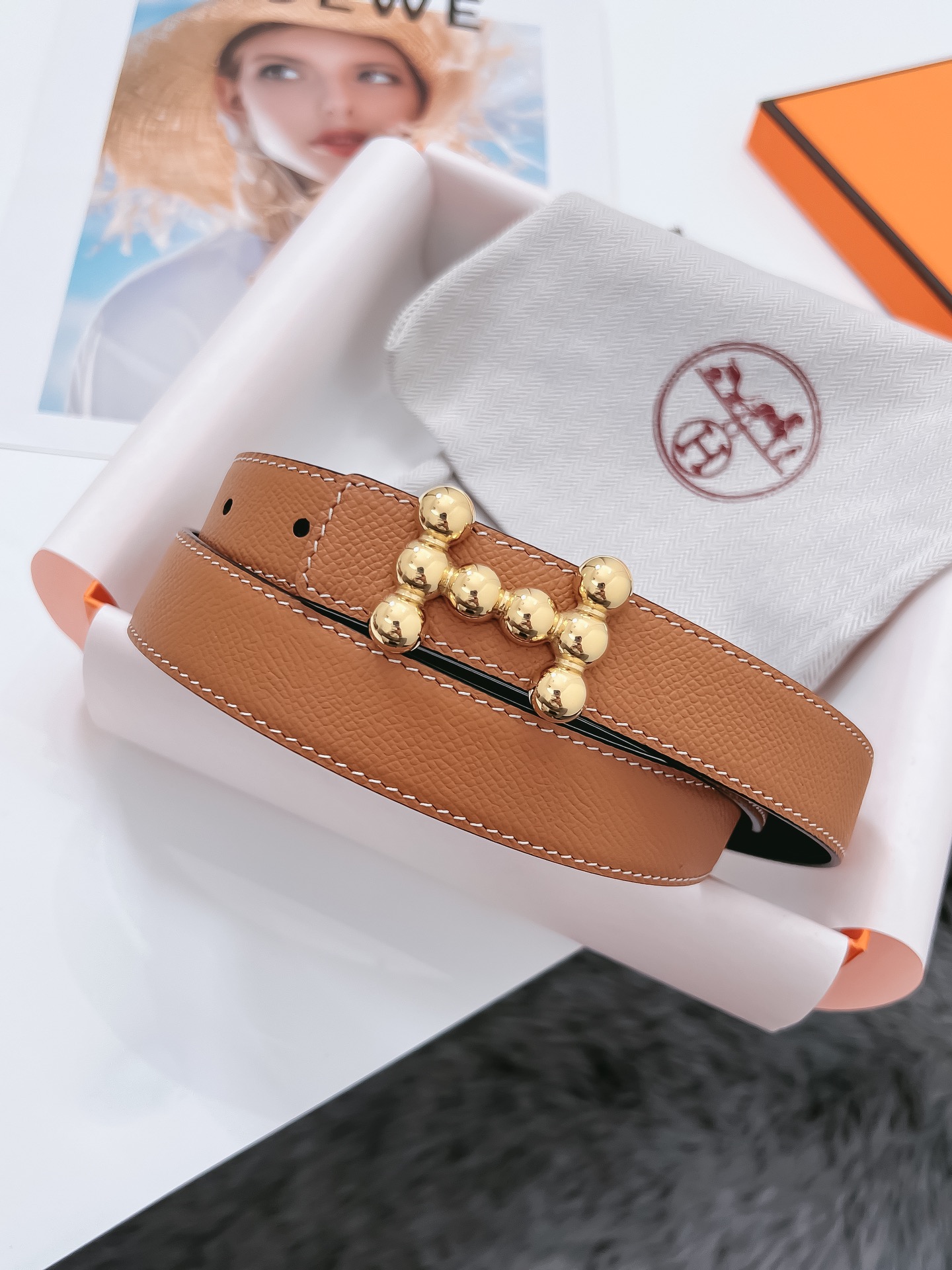 Hermès Female Basic Belt Cow Leather Black 110cm-m