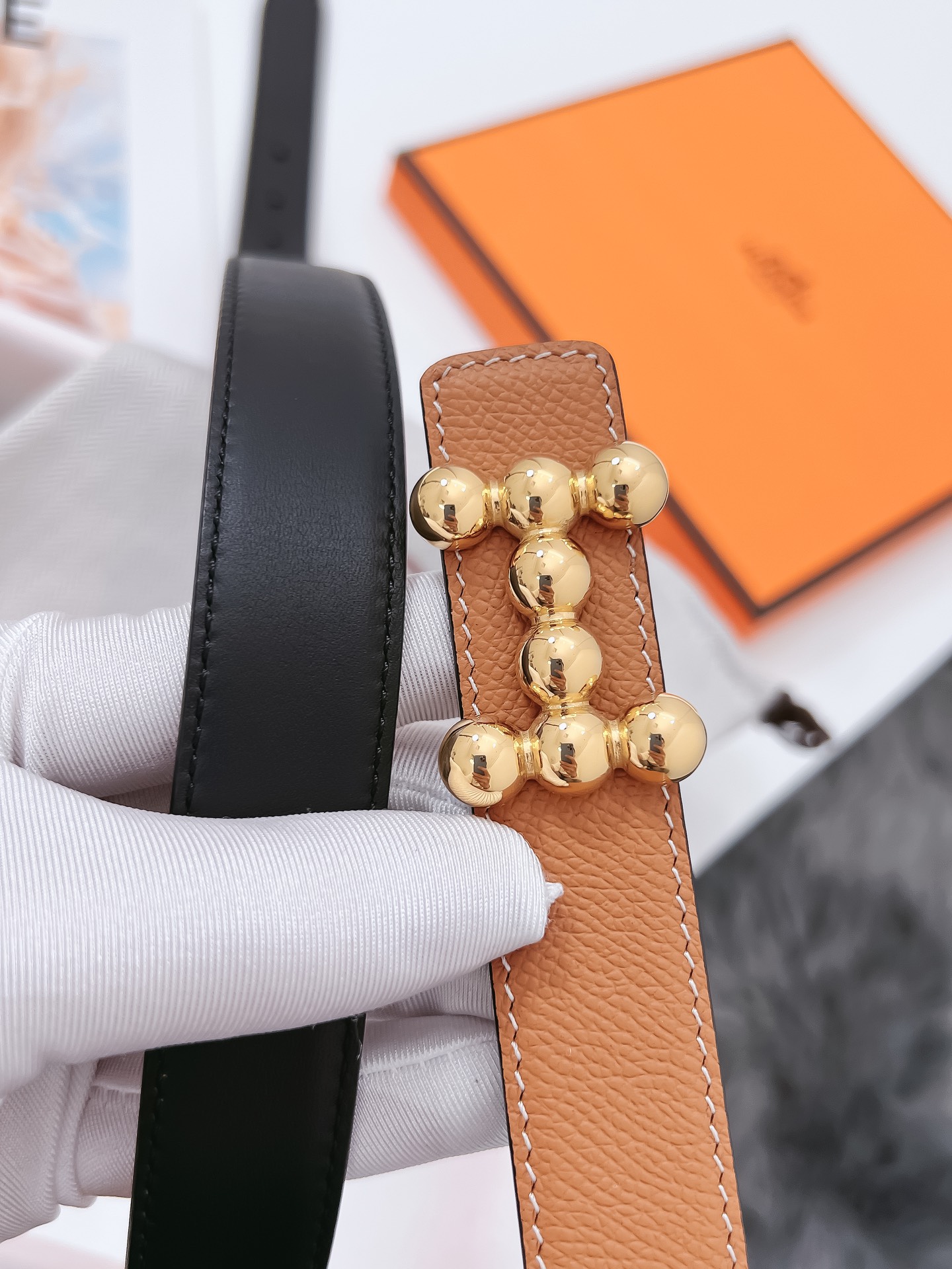 Hermès Female Basic Belt Cow Leather Black 110cm-m