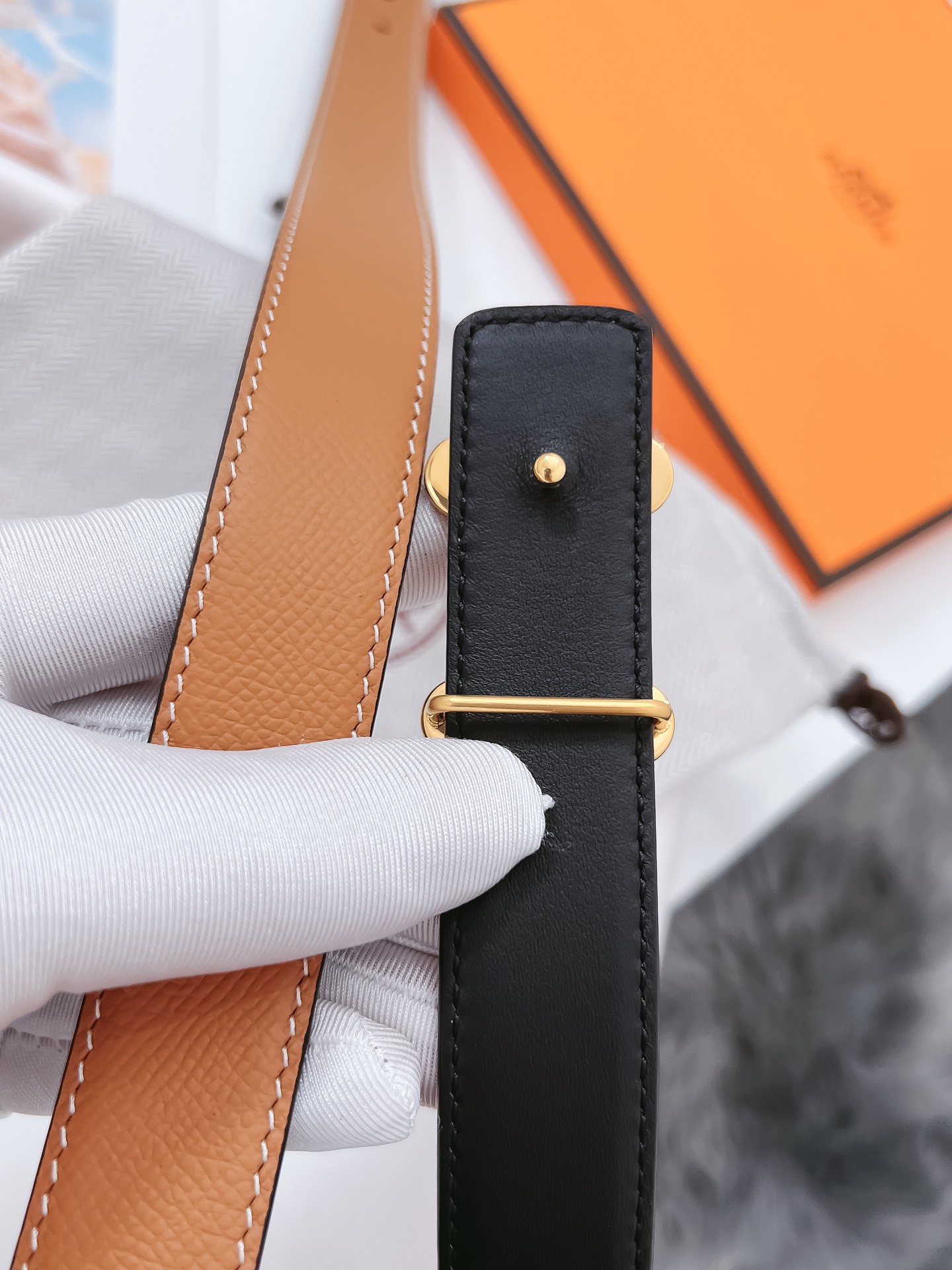 Hermès Female Basic Belt Cow Leather Black 110cm-m