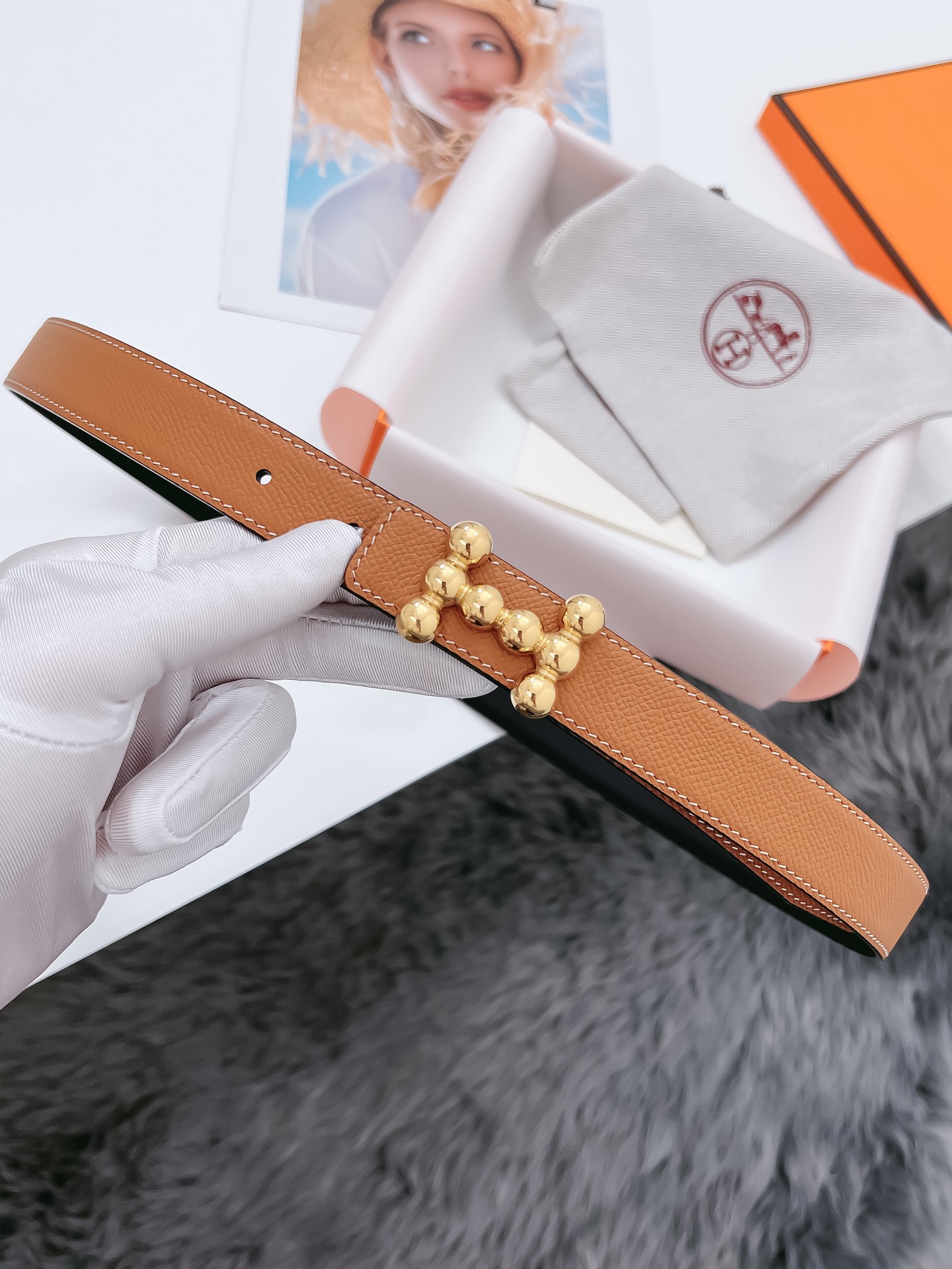 Hermès Female Basic Belt Cow Leather Black 110cm-m