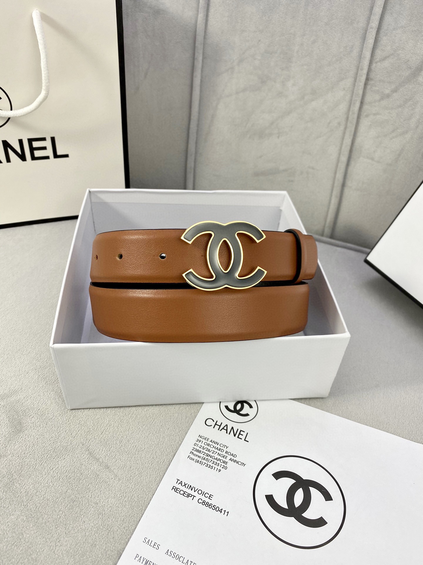 Chanel Female Basic Belt Cow Leather Silver M-l