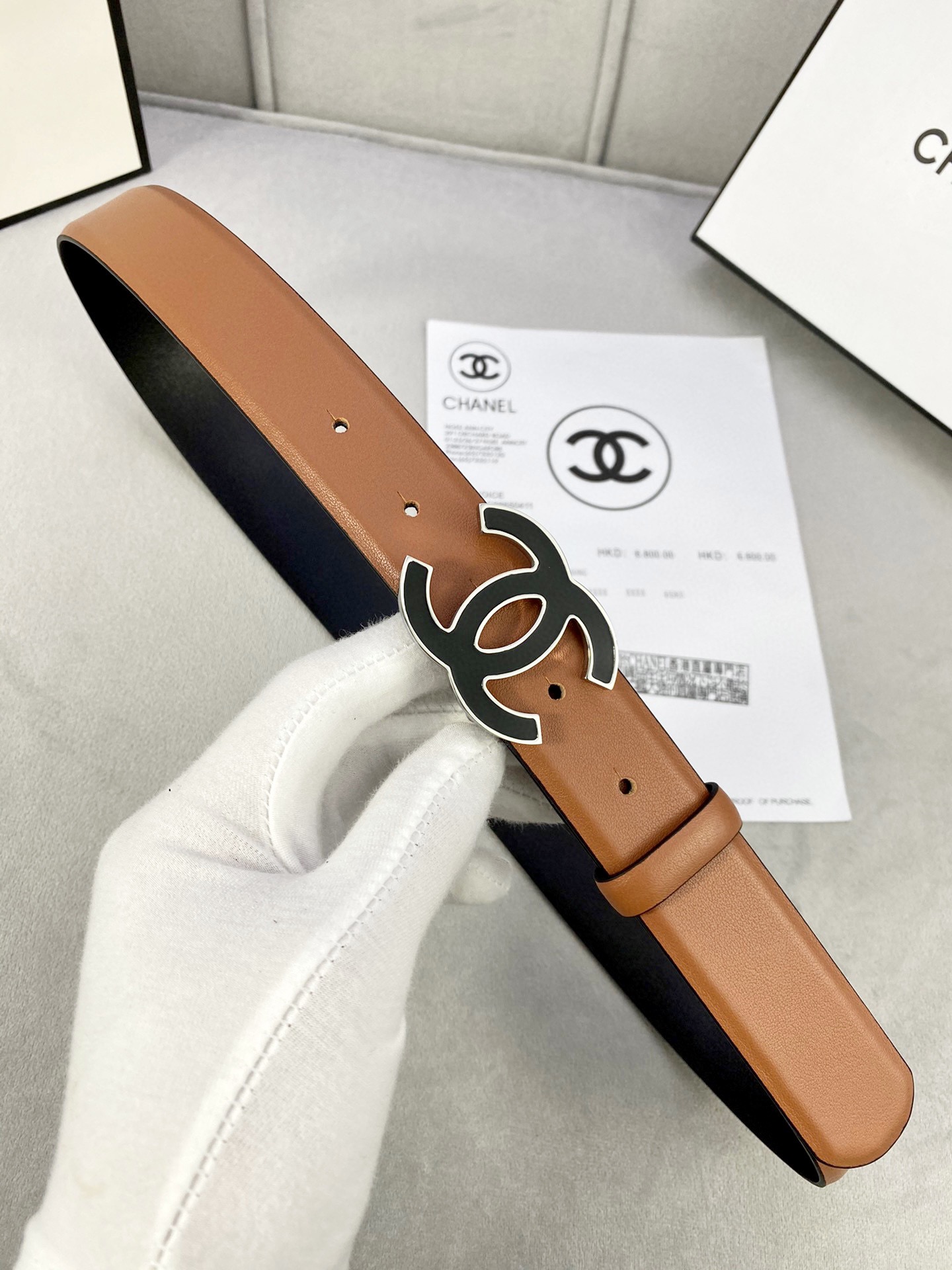 Chanel Female Basic Belt Cow Leather Silver M-l