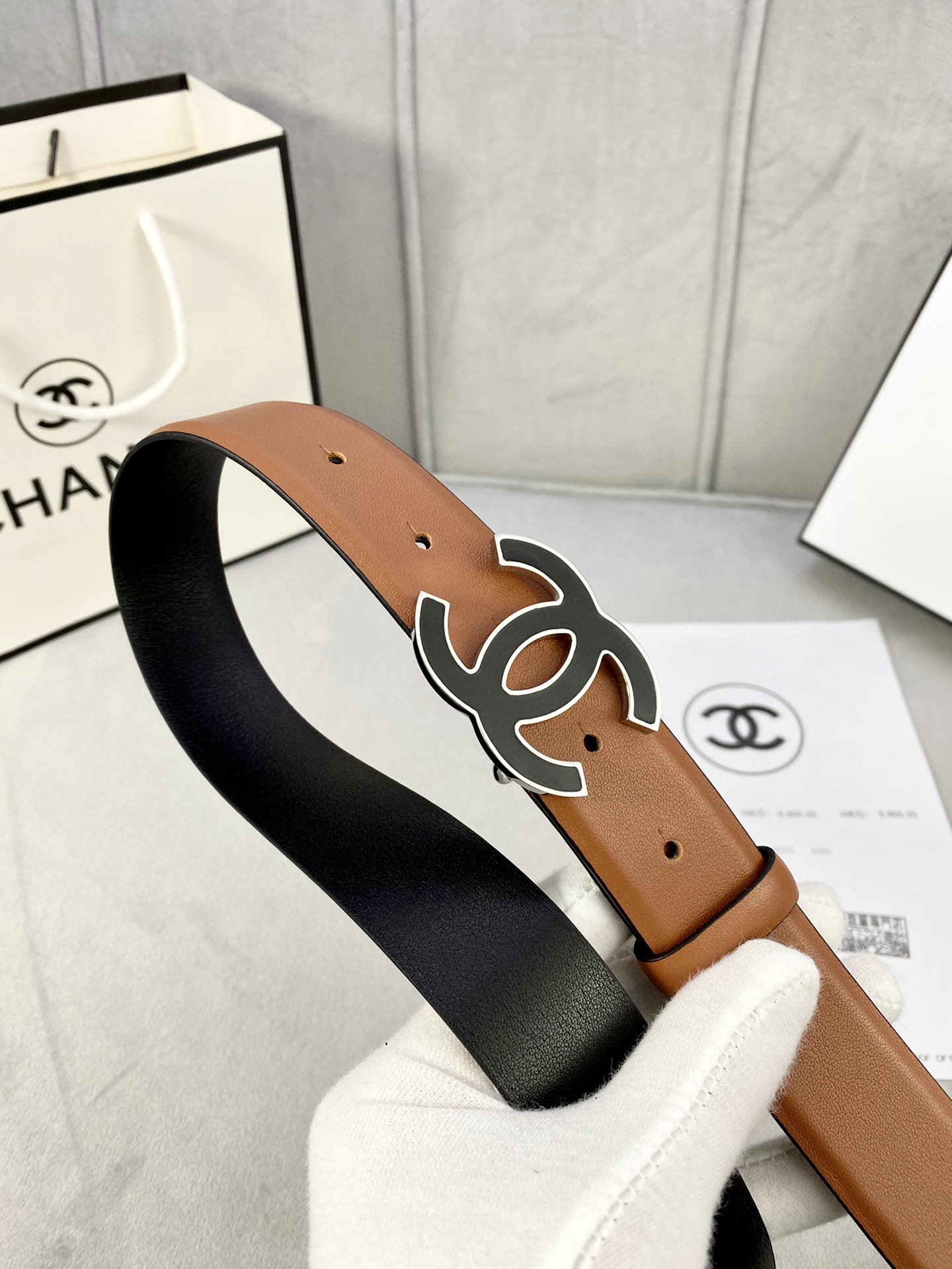 Chanel Female Basic Belt Cow Leather Silver M-l