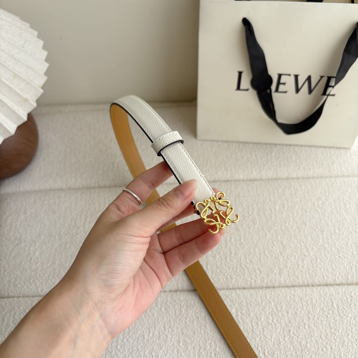 Female Leather Belt Cow Leather Gold M-l