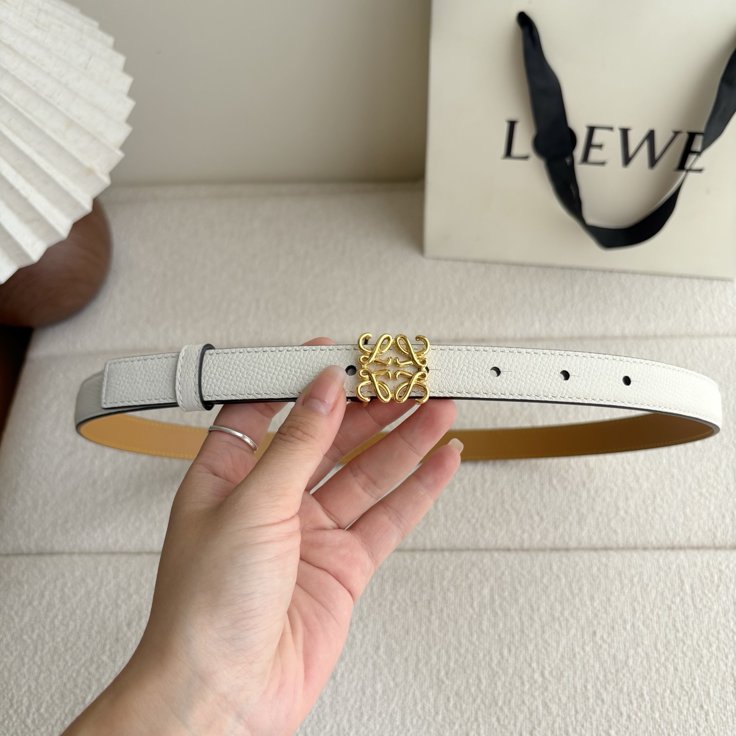 Female Leather Belt Cow Leather Gold M-l