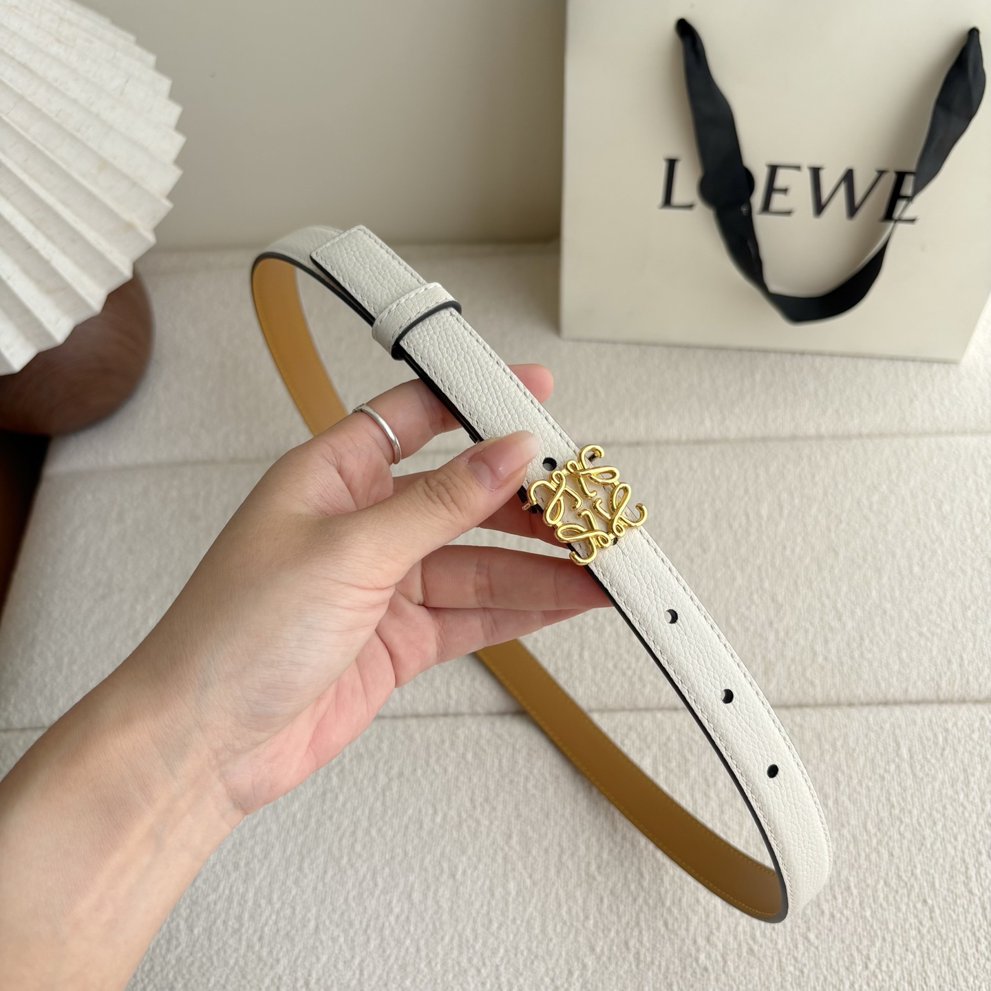 Female Leather Belt Cow Leather Gold M-l