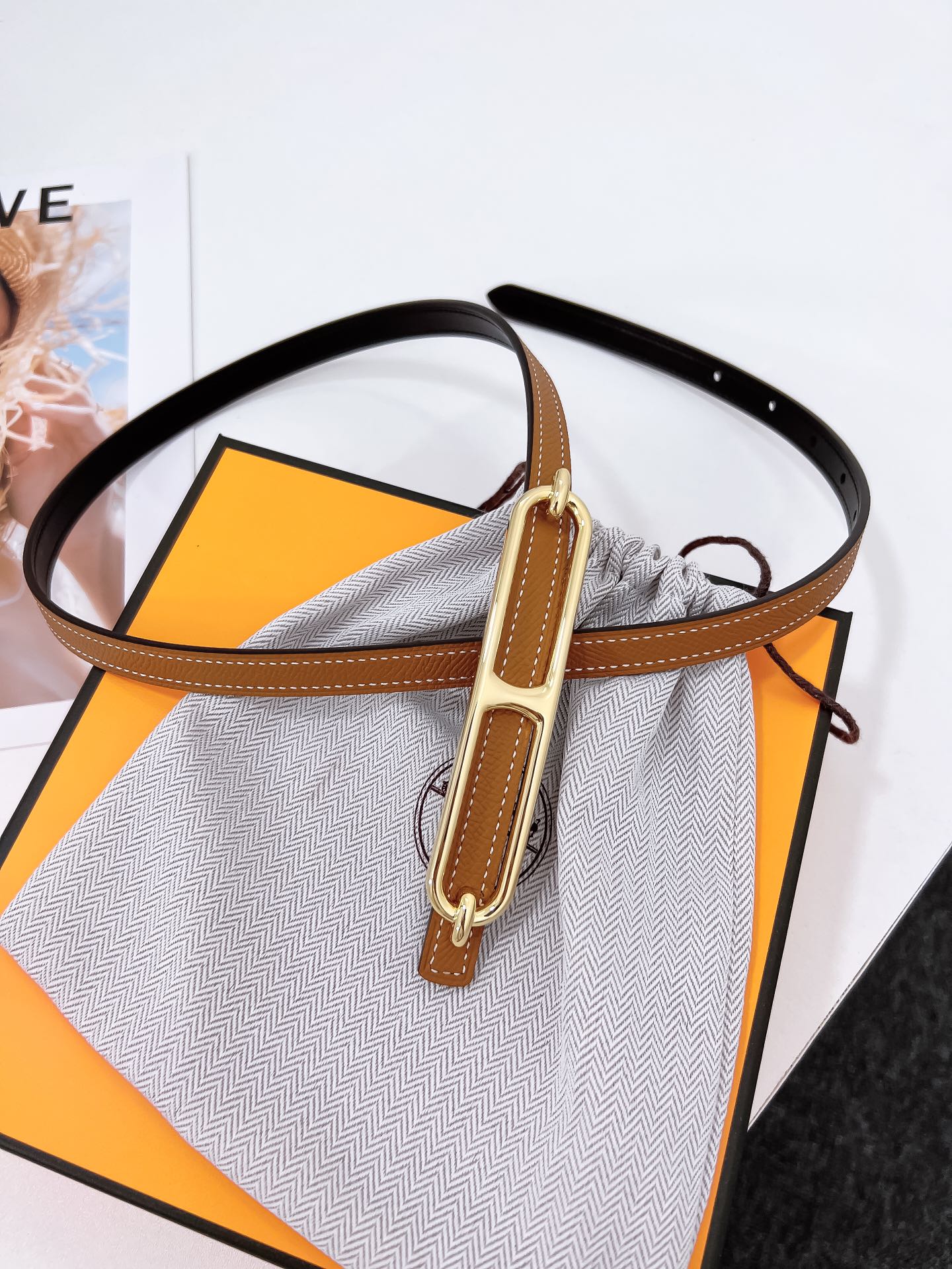 Hermès Female Basic Belt Cow Leather Silver M