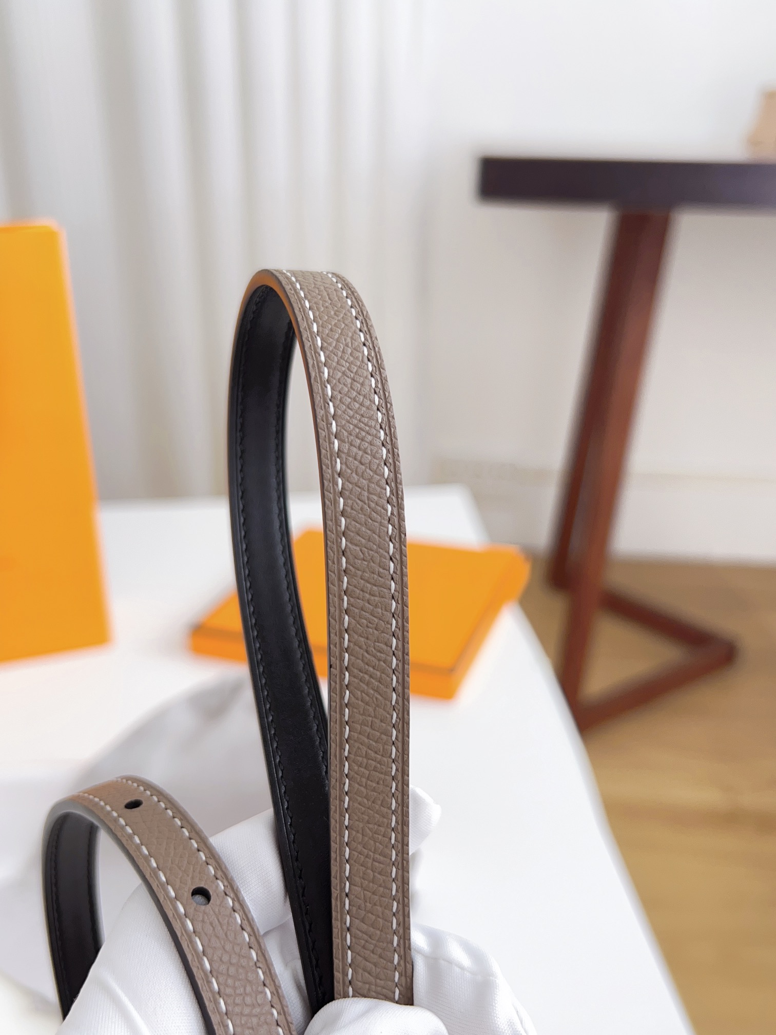 Hermès Female Basic Belt Cow Leather Silver 110cm-m