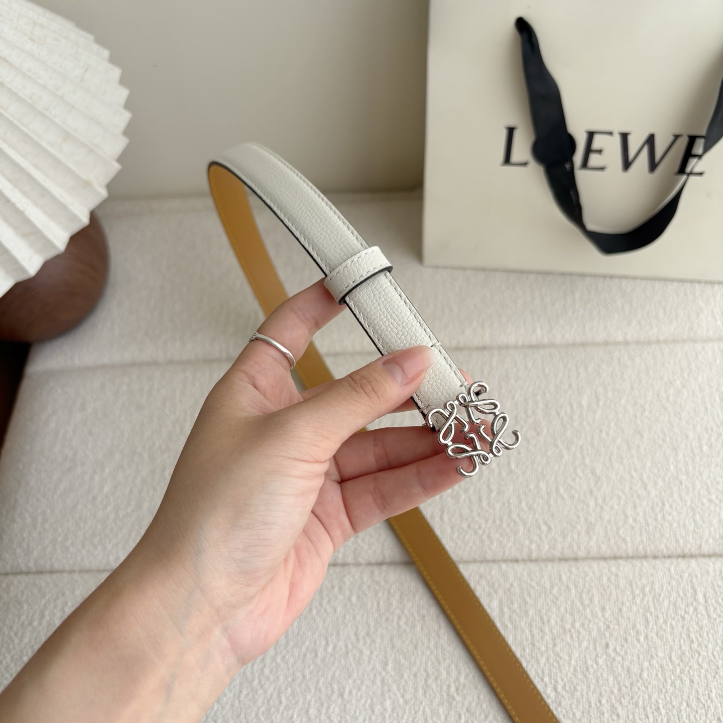 Female Leather Belt Cow Leather White M-l