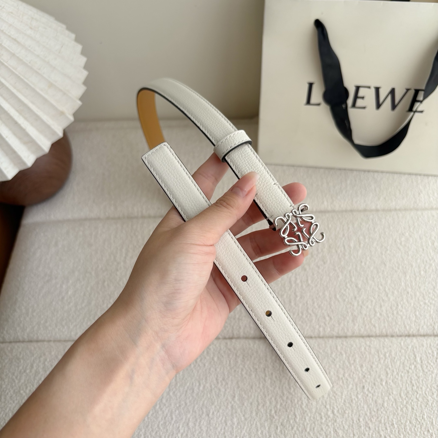 Female Leather Belt Cow Leather White M-l