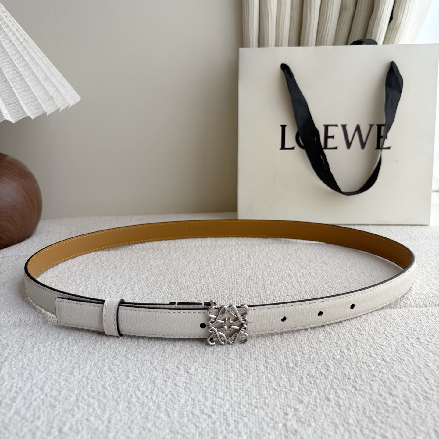 Female Leather Belt Cow Leather White M-l