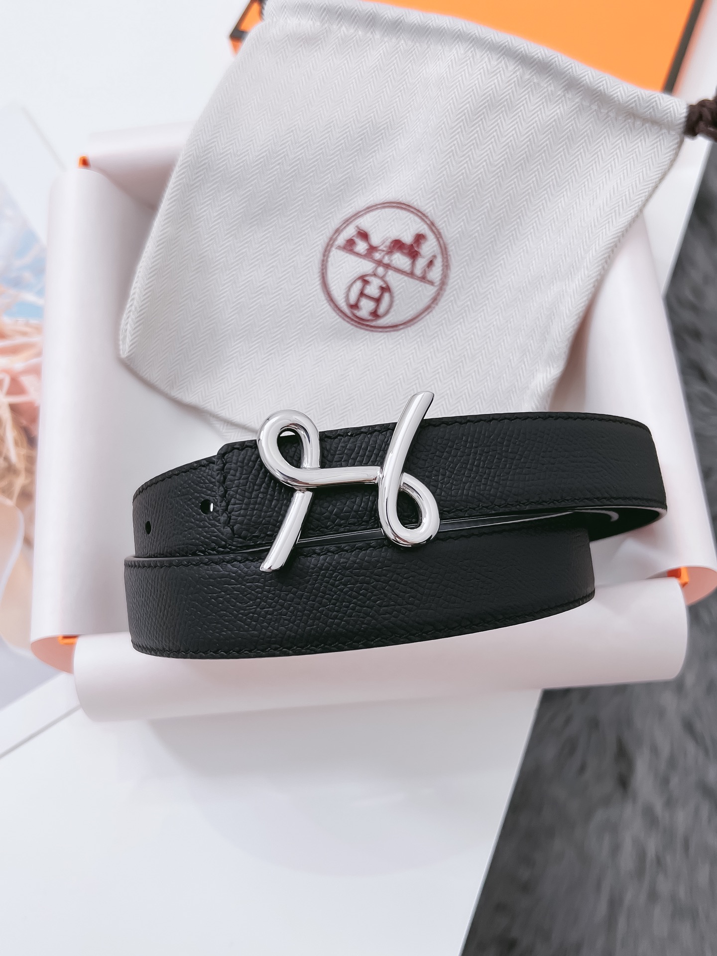 Hermès Female Basic Belt Cow Leather Black 110cm-m
