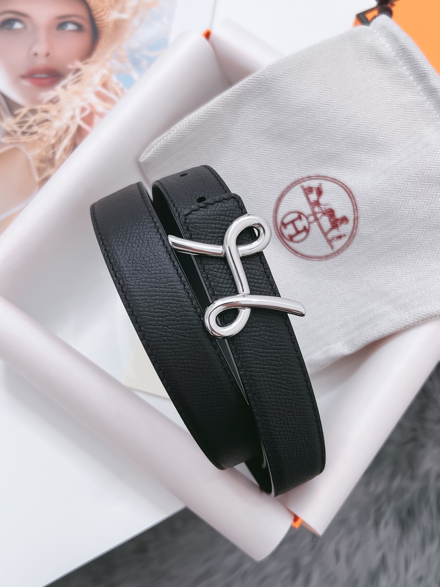 Hermès Female Basic Belt Cow Leather Black 110cm-m