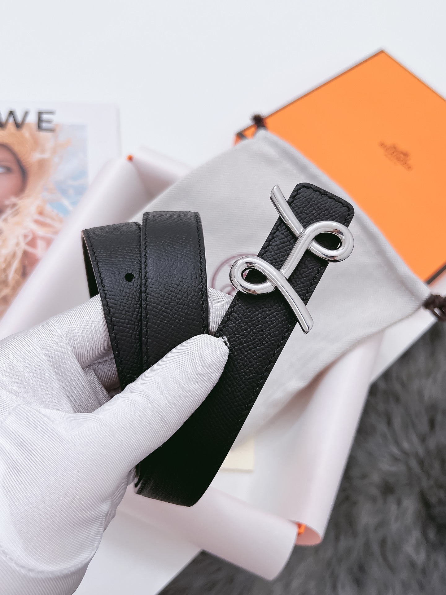 Hermès Female Basic Belt Cow Leather Black 110cm-m