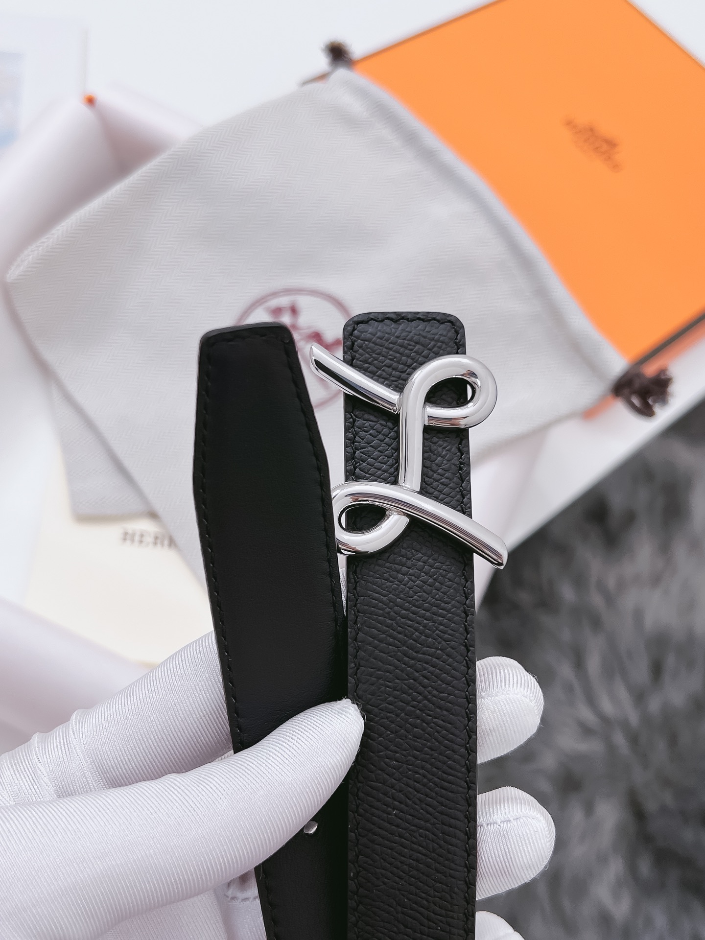Hermès Female Basic Belt Cow Leather Black 110cm-m