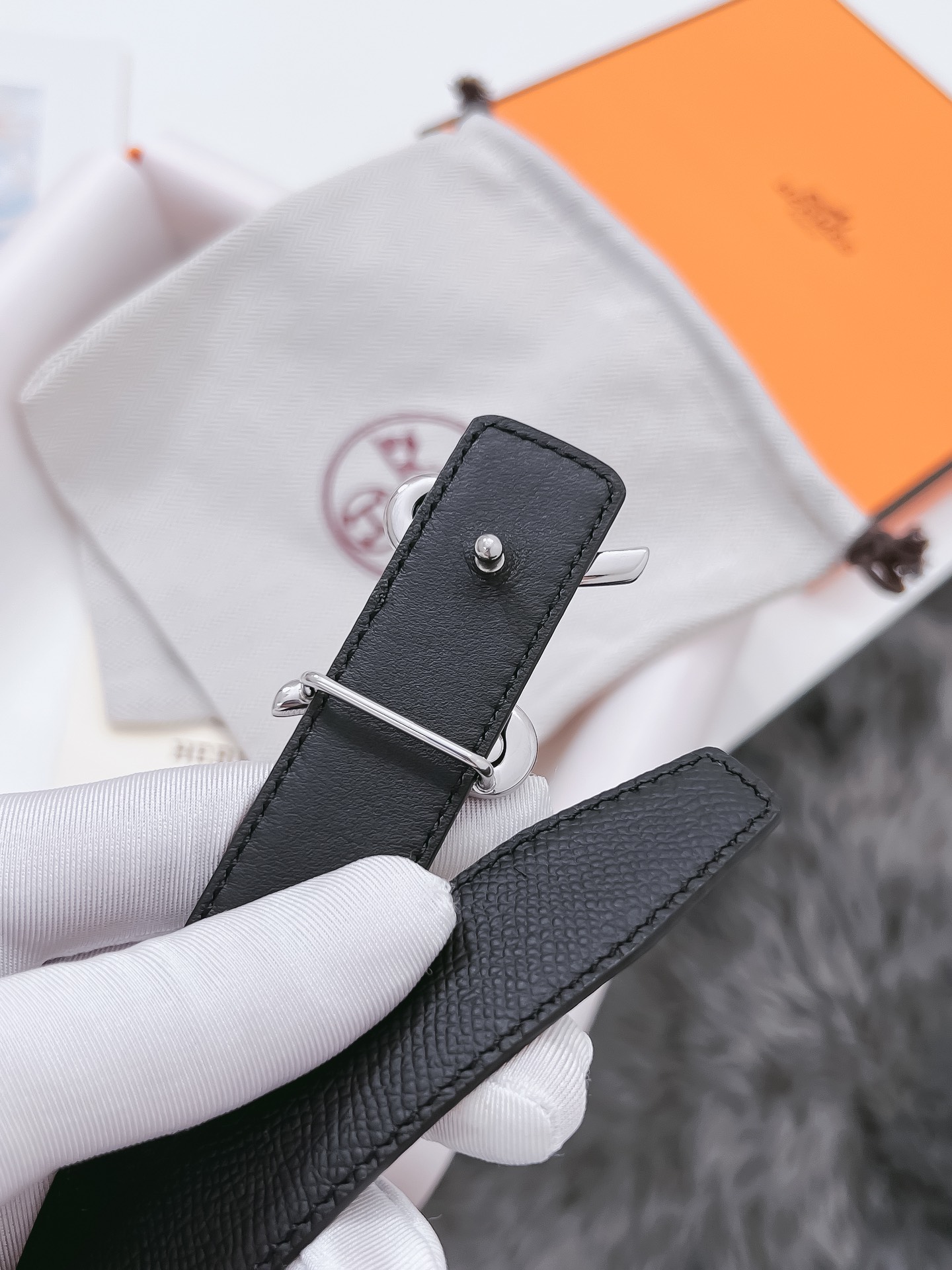 Hermès Female Basic Belt Cow Leather Black 110cm-m