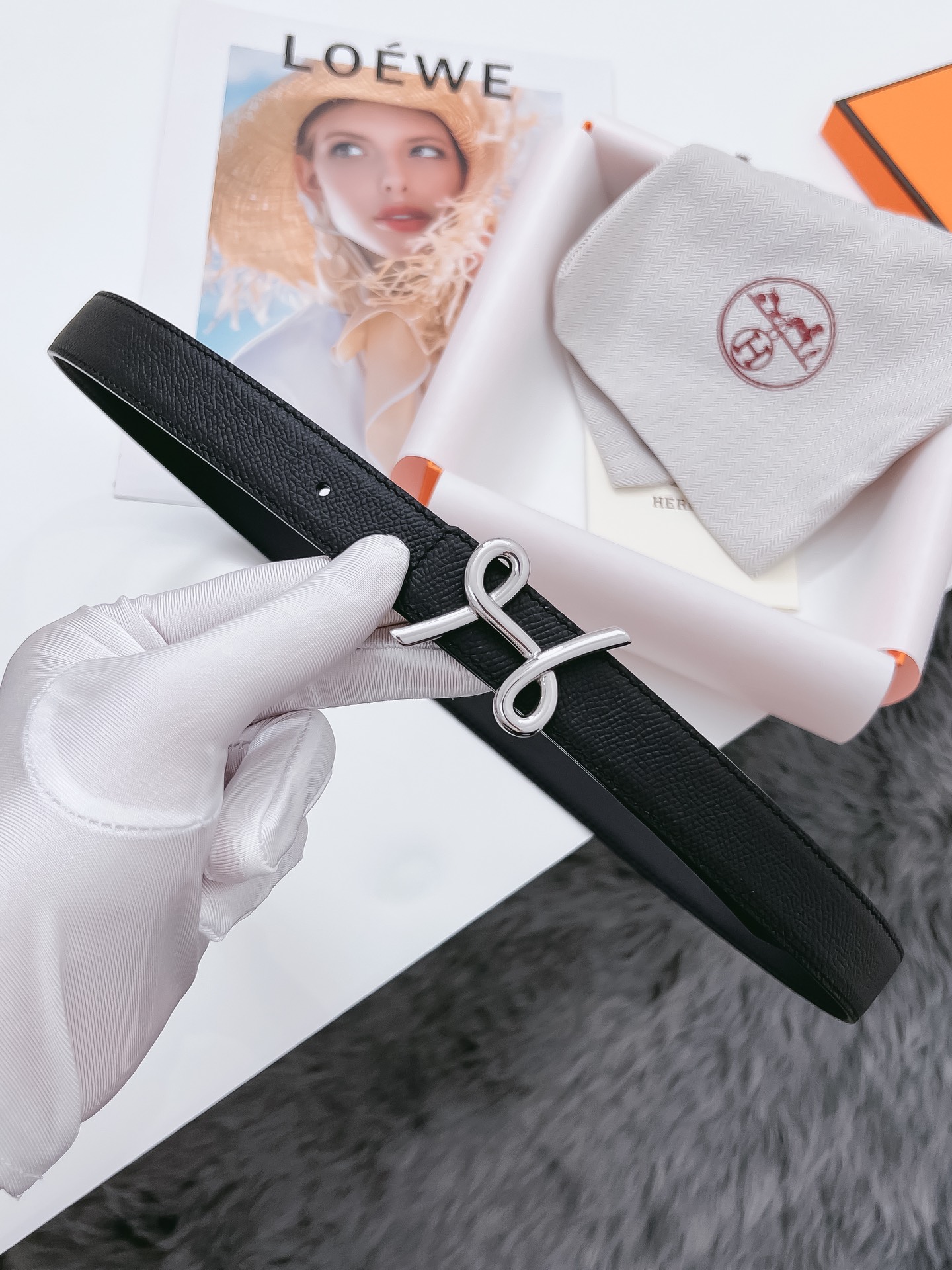 Hermès Female Basic Belt Cow Leather Black 110cm-m