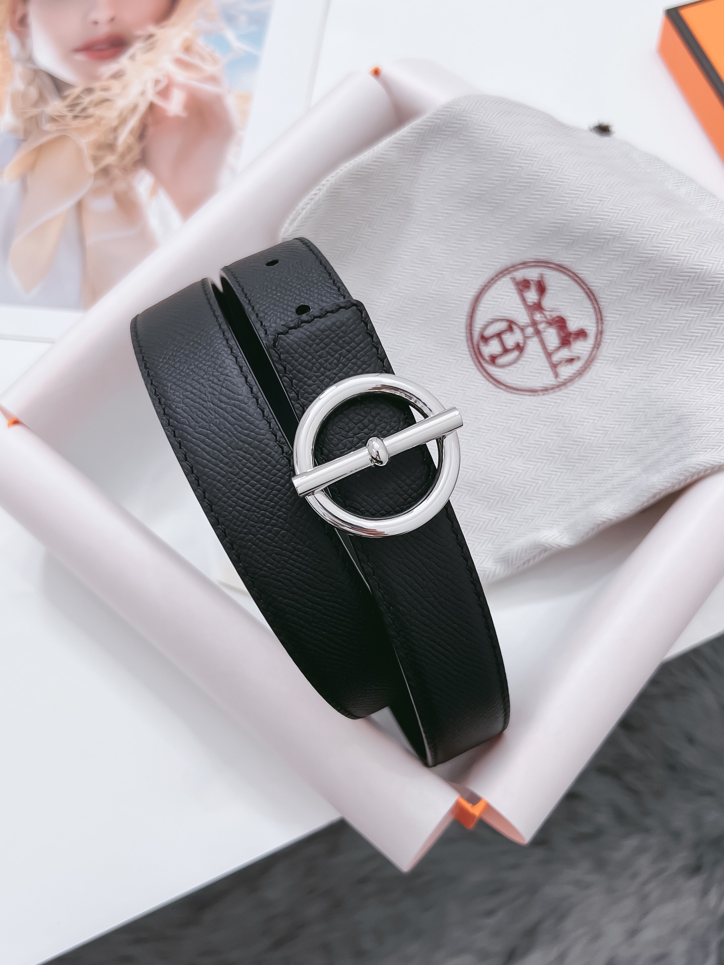 Hermès Female Basic Belt Cow Leather Black 110cm-m